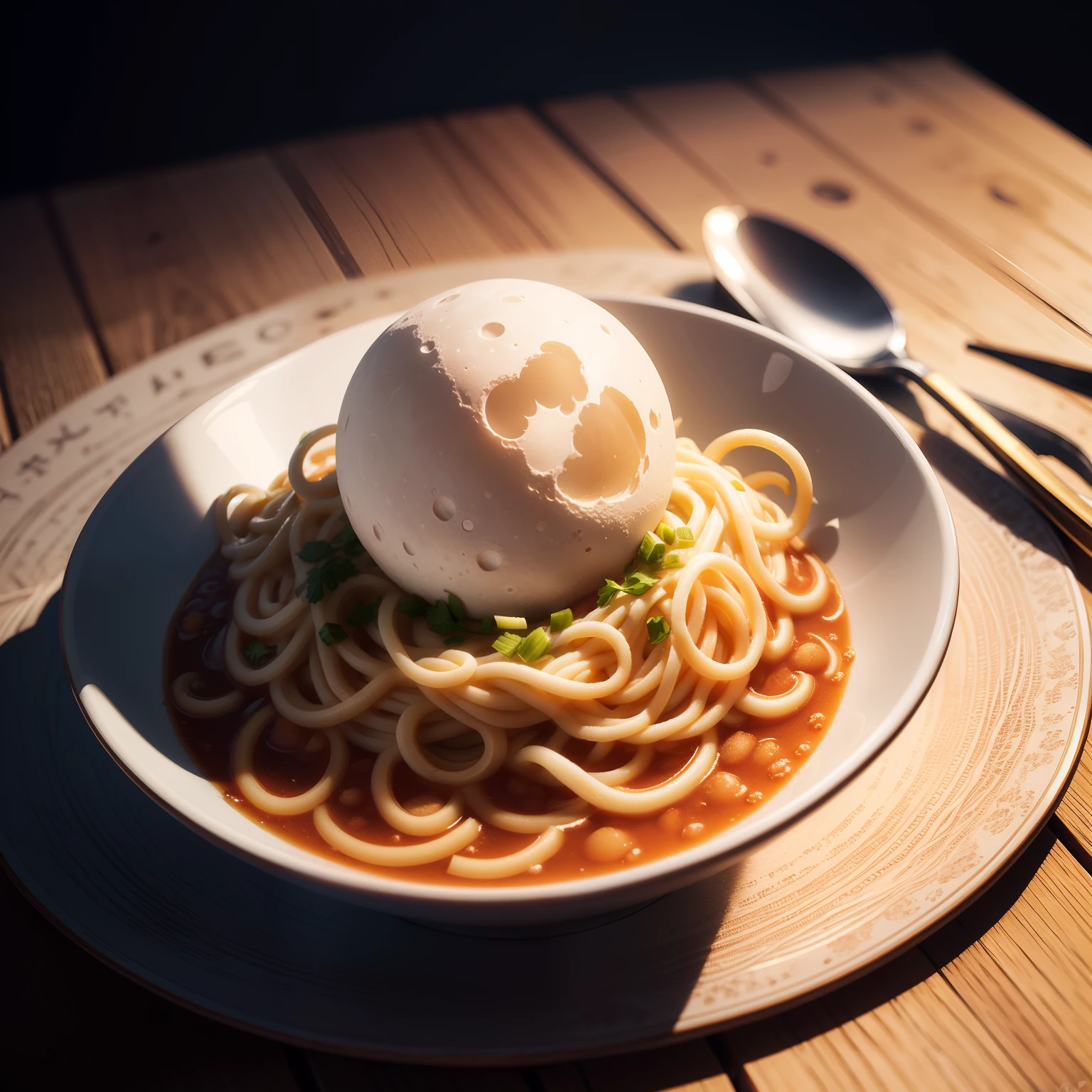 Moon made with noodles