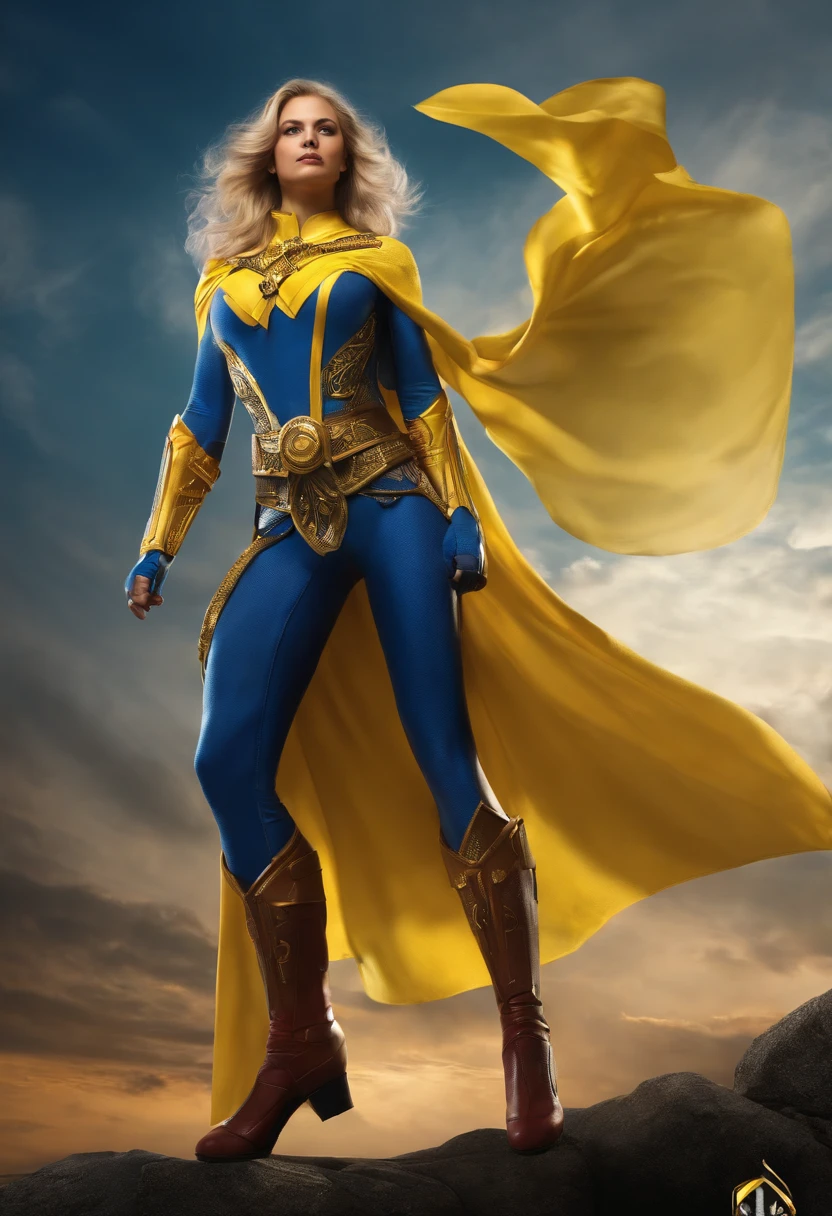 ukraine themed superhero, full body, female