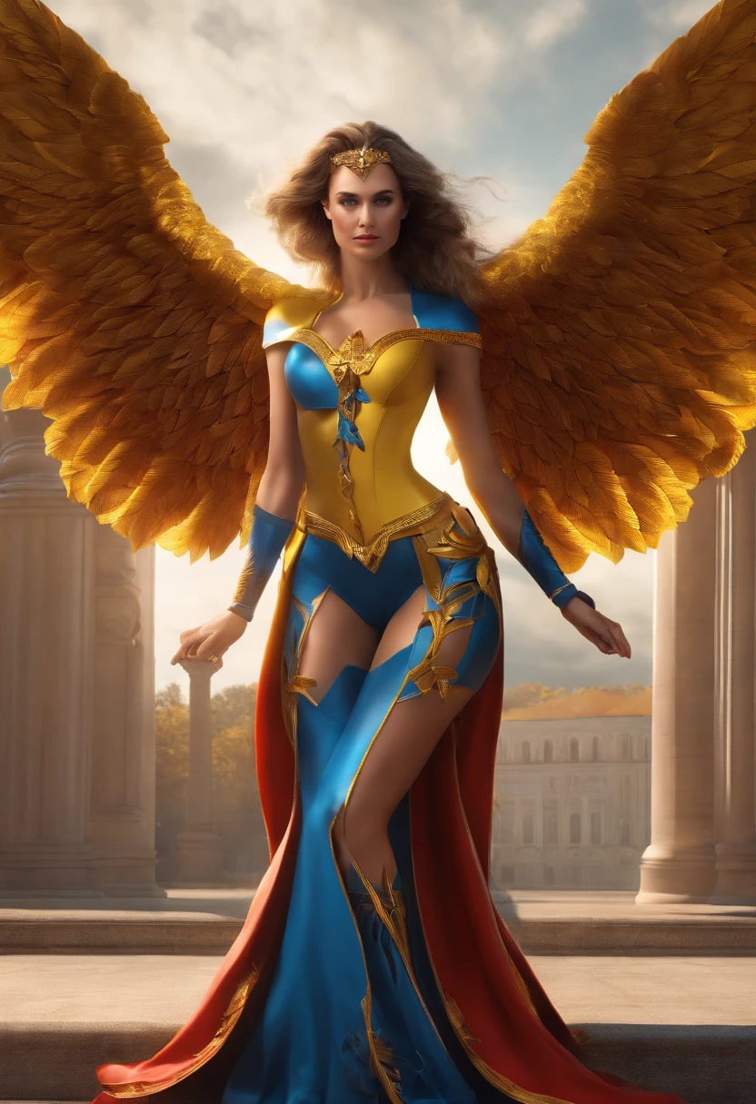 ukraine themed superhero, full body, female