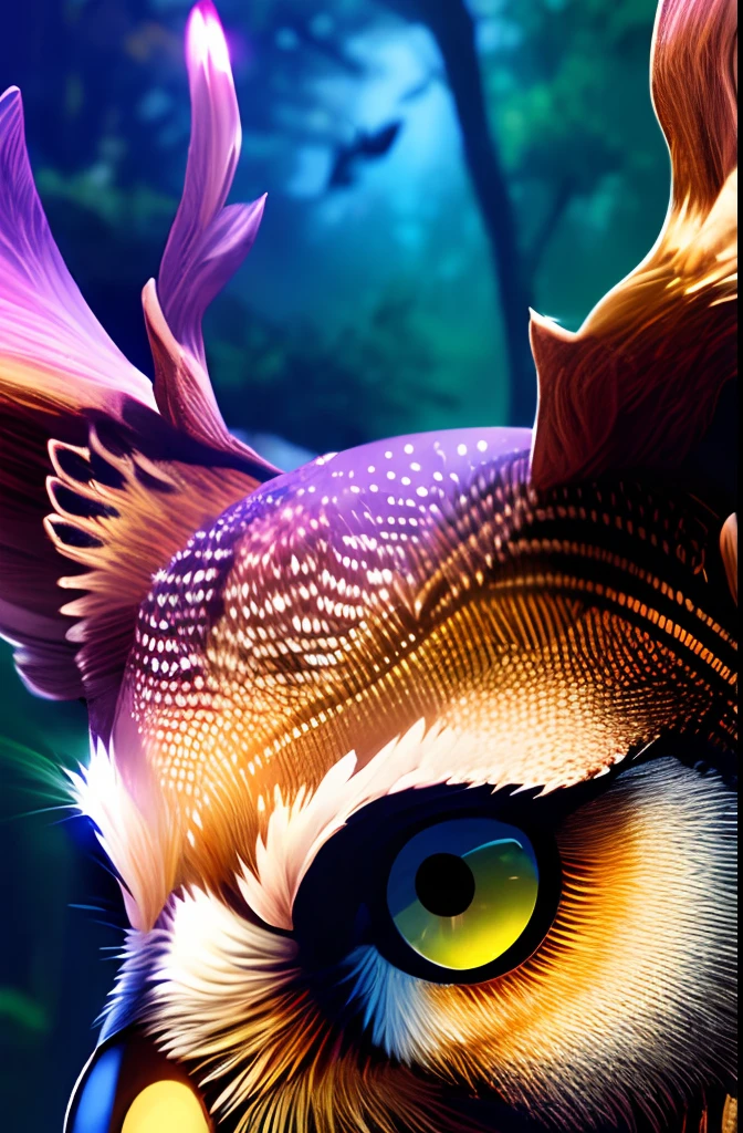Masterpiece, highres, high Quality, deer head with owl visage,
