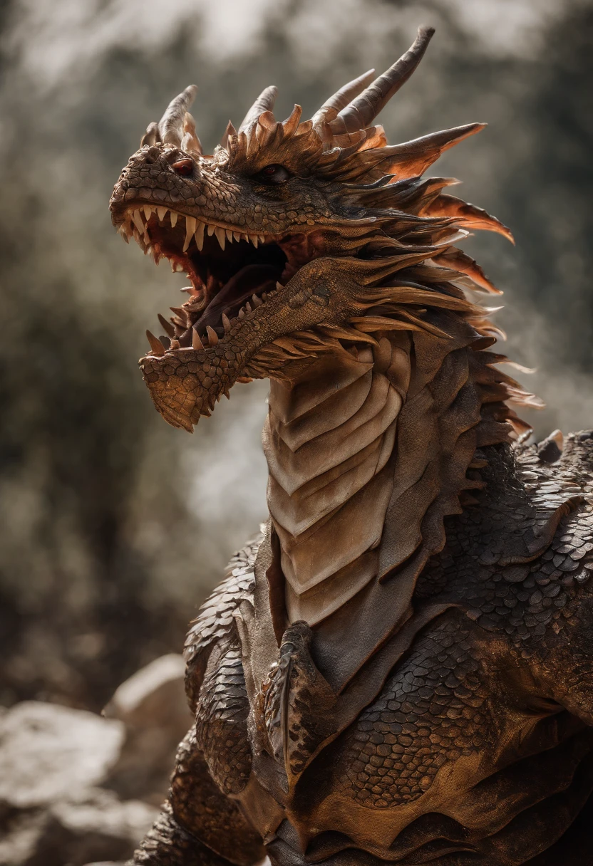 Dragon celestial dorado con ojos penetrantes de color rojo,primer plano soltando fuego de sangre por la nariz,escamas bulumetricas,alta calidad,8k,muchos detalles,paticulas de fuego,alas,4patas,garraz manchadas,oro,peligro,fuego,dientes filosos,dragon gigante,colosal,amenazante,imponente