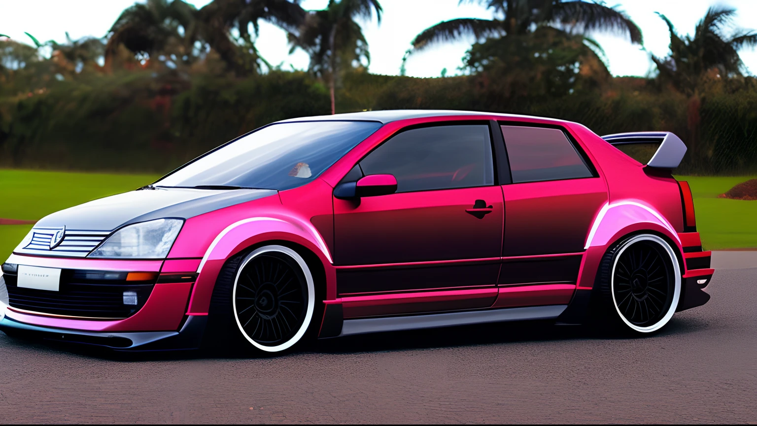 metalic [vermelho] e [Branco] [ picape car Saveiro cross Volkswagen tuning], Alcohol-based paint, formas fractais, fundo preto