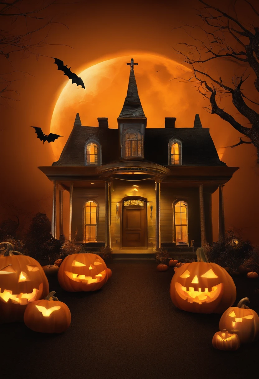 funny logo for happy halloween, deep, colorful, shinning, 3d -imagine --auto --s2