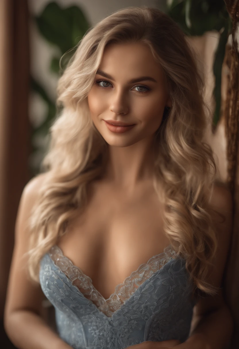 RAW, analog, Nikon Z 85mm,((best quality)), ((masterpiece)), ((realistic)),vintage image, gorgeous russian woman, blond, 22 year old, posing in a hotel wearing lingerie, wearing lingerie petite, smile with teeth showing, ((small breasts)), intricate details, highly detailed, sharp focus, professional, 4k, god rays, hand model, stunning brown eyes, petite, highres, detailed facial features, high detail, sharp focus, smooth, extremely detailed, photo_\(ultra\), photorealistic, realistic, post-processing, max detail, roughness, real life, ultra realistic, photorealism, 8k uhd, SEMI-SILHOUETTE light, slavic face, long blon hair, beautiful hair, characterful face, full body