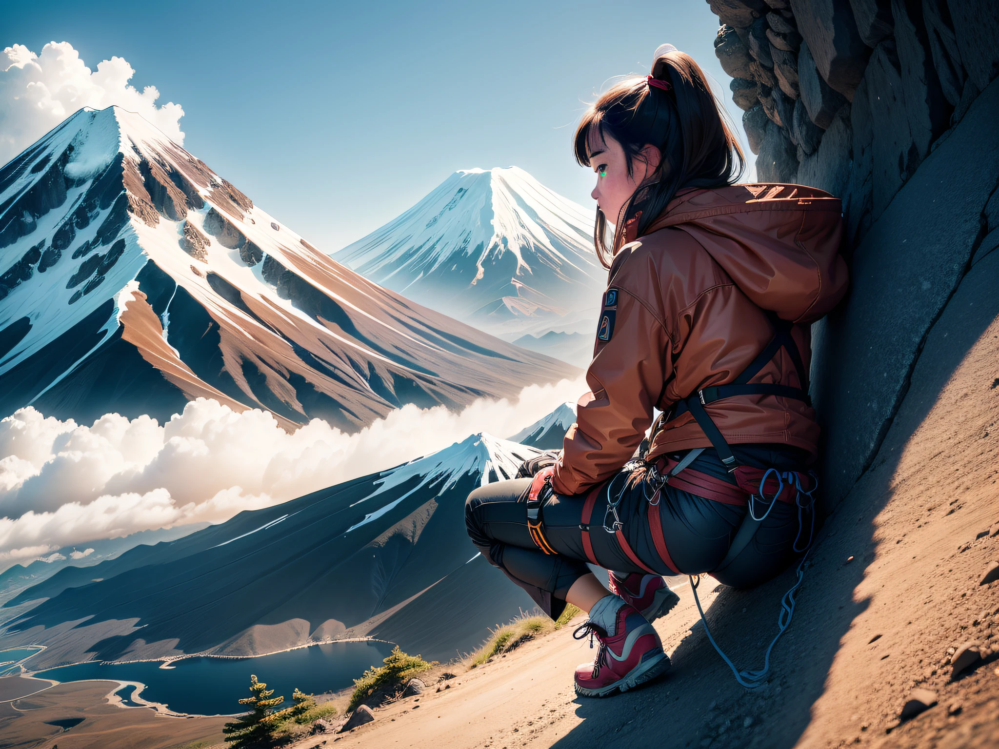 Mountain Girl Climbing Mt. Fuji