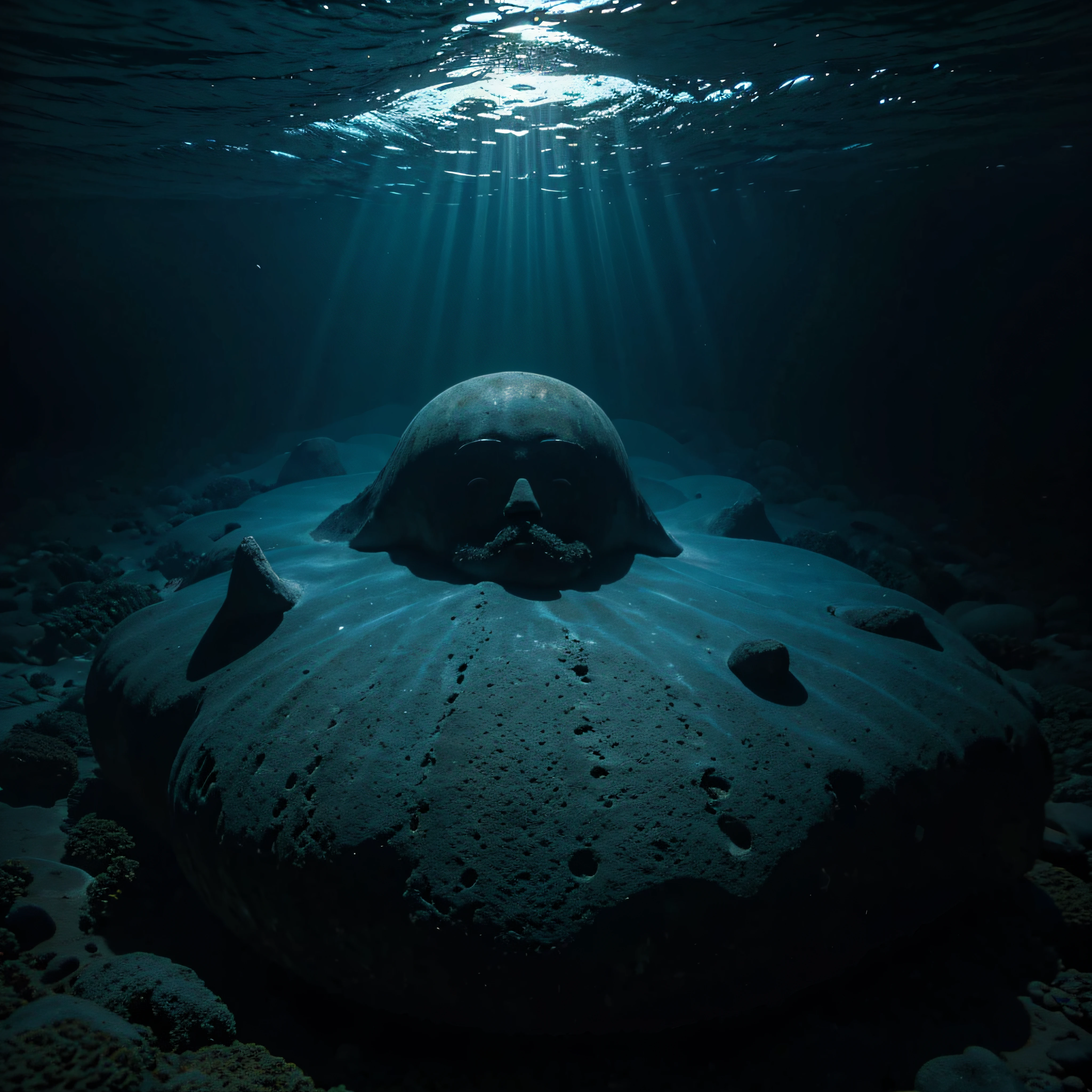 (extremadamente detallado, obra maestra, La mejor calidad, Under the Ocean), Estilo oscuro, volumetric illumination. textura de babosa, piel de caracol. manchas de tinta. Rococo composition.