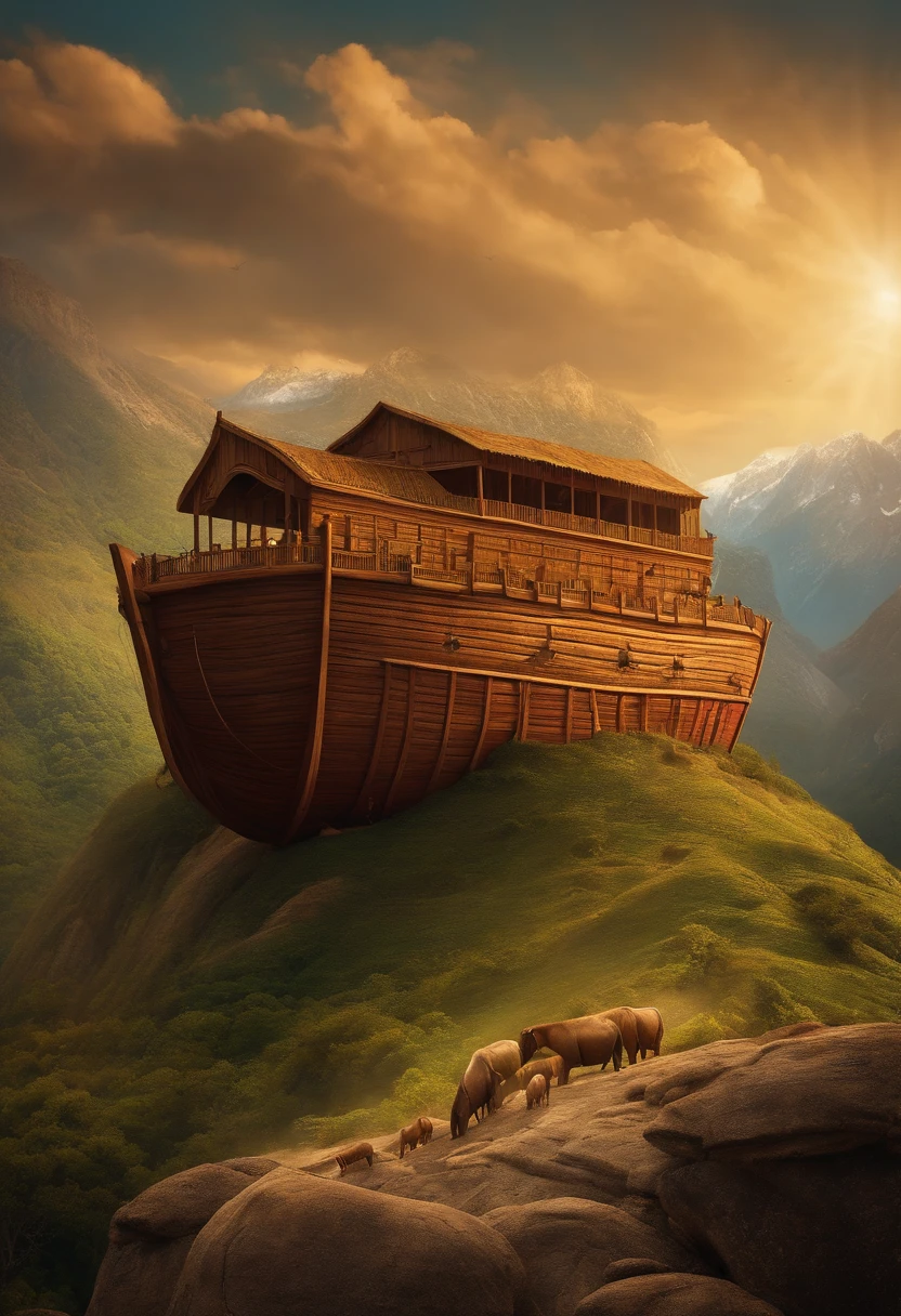 Noah's ark stranded on a mountain