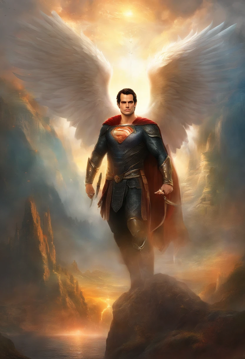 Henry cavill como um anjo,Pure mystical being. Olhos claros e asas de anjo. Seminu, mostrando os peitos e as virilha nua