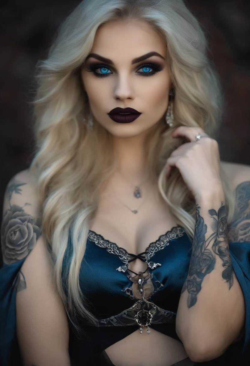 blonde vampyre busty blue eyes tattoed gothic