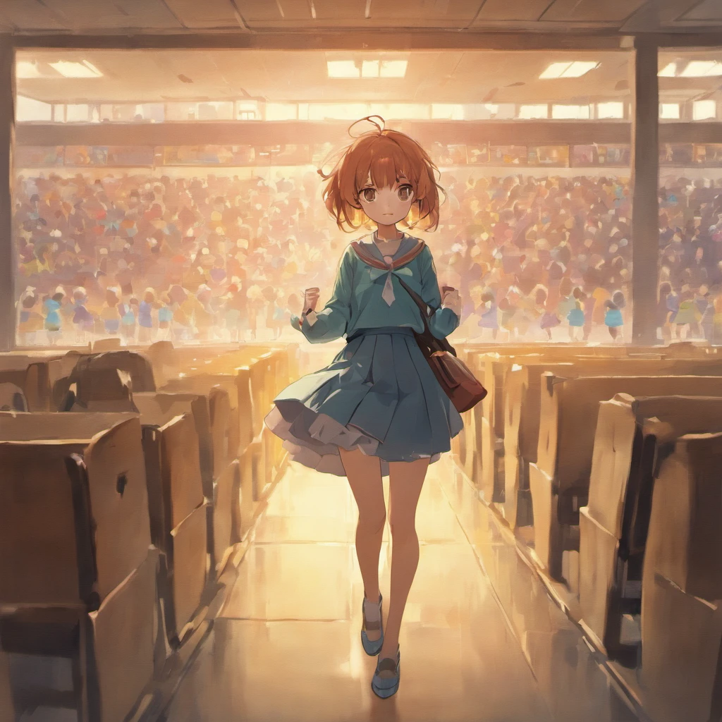 girl with、skirt by the、school classrooms、by the window、