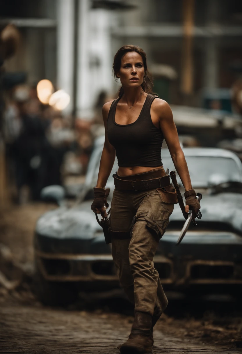 Lara Croft segurando uma espada