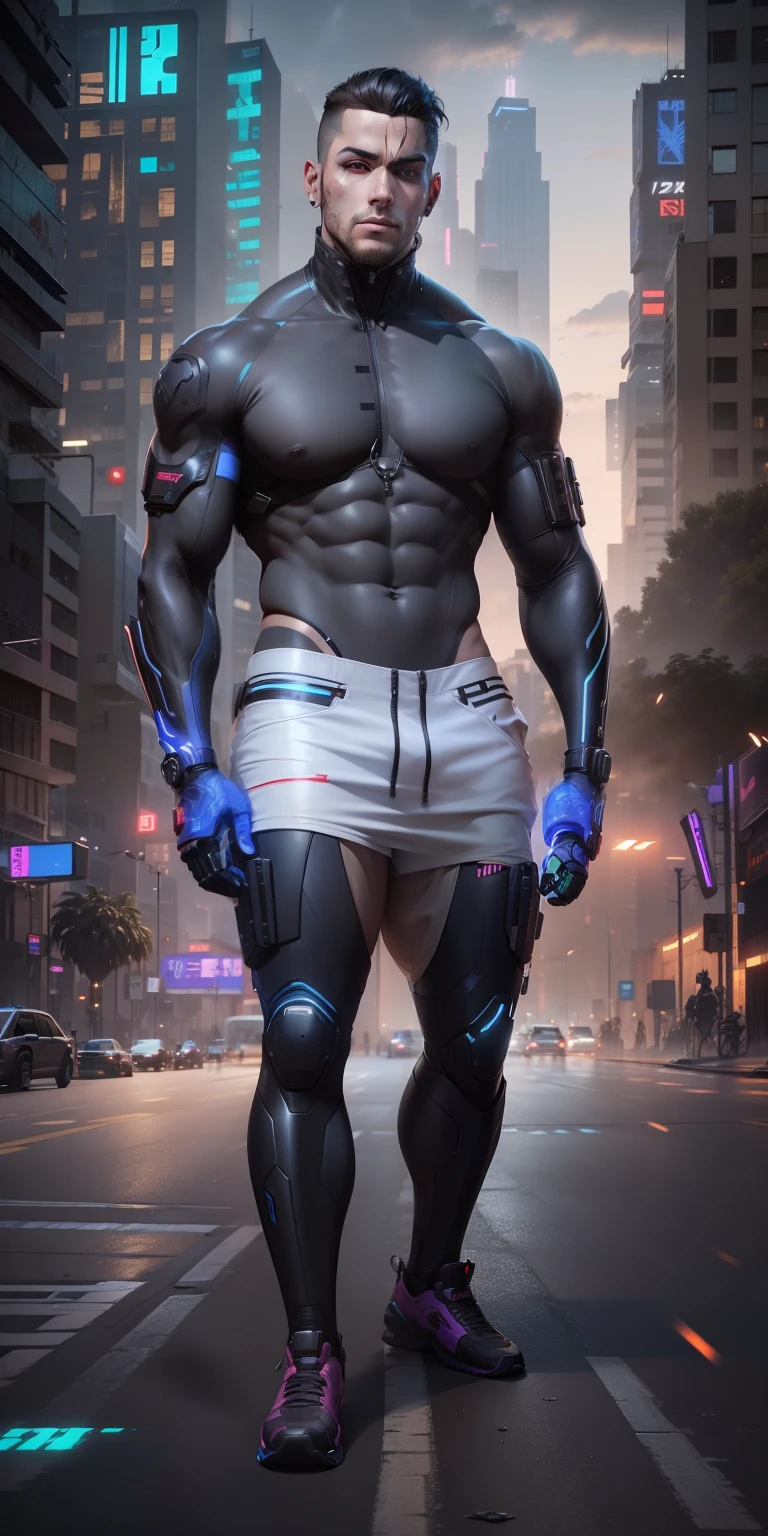 Change background cyberpunk handsome boy, realistic face, 8k, ultra realistic
