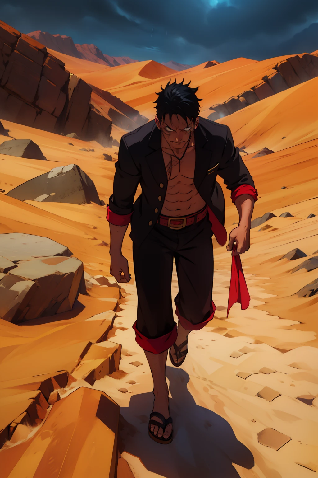 [Crocodile]
By setting foot here, have you noticed the dry weather?
Que bom que chegaram, will see the disaster up close
They wonder why in Alabasta it is not raining?
It must be because he has a man in a cigar and suit
What do you think entirely, eu seco seu corpo
Submergido, em pouco tempo, you're going to be dead
Brat, entende, sea is not a thing for the boy
Drought emerges from me, The environment suffers again
I don't trust anyone, me responda, where is Pluton?
Quando isso acabar, will end in an explosion
If you can't touch me, you're not going to win no
Time is passing, So run
In a few seconds, you're going to be submerged
Crocodile in the sand, nada no deserto
Desert Spada, Paracemia is with nothing
This is the end of his kingdom, that's the end of Alabasta
Figured out how to beat me?
Don't say something you won't do
So, deveria ser um crime
Sucumbindo nas areias, ser fraco assim