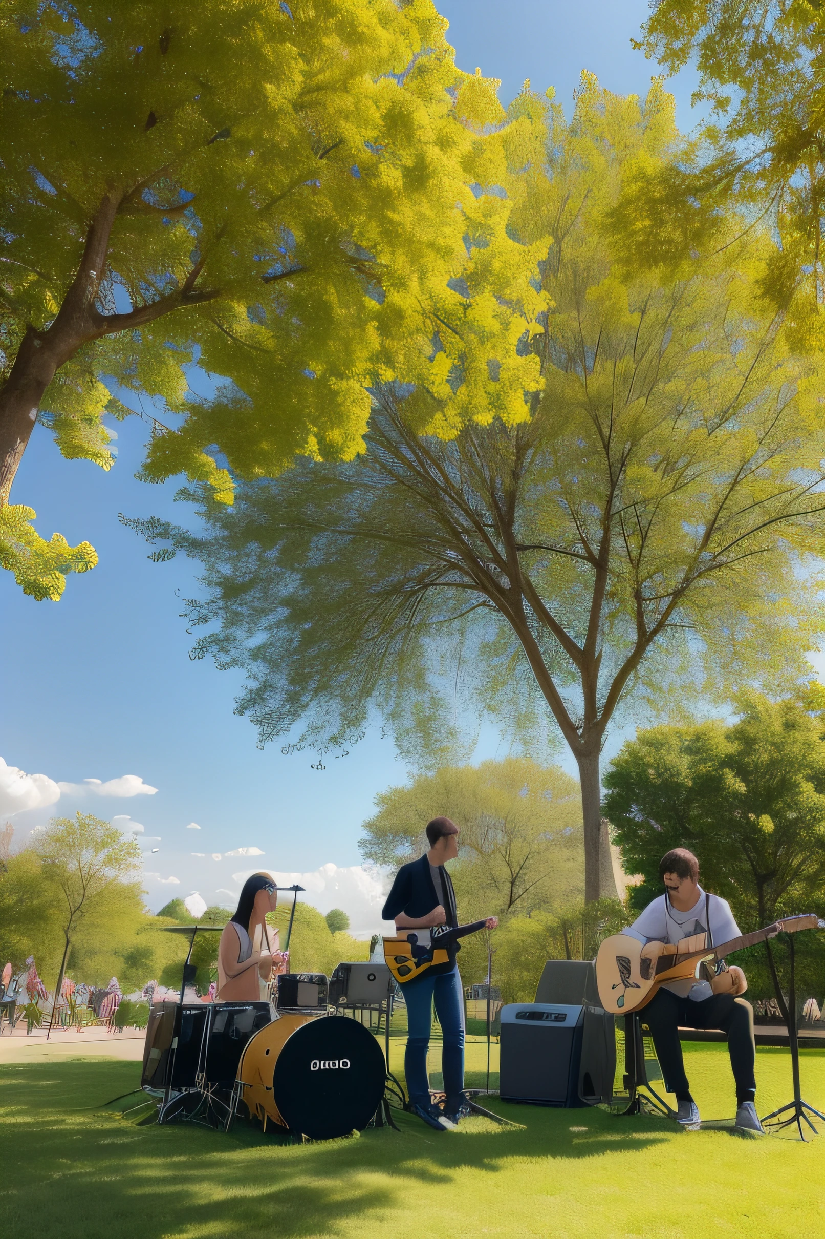 rock band　Under the ginkgo tree　a park