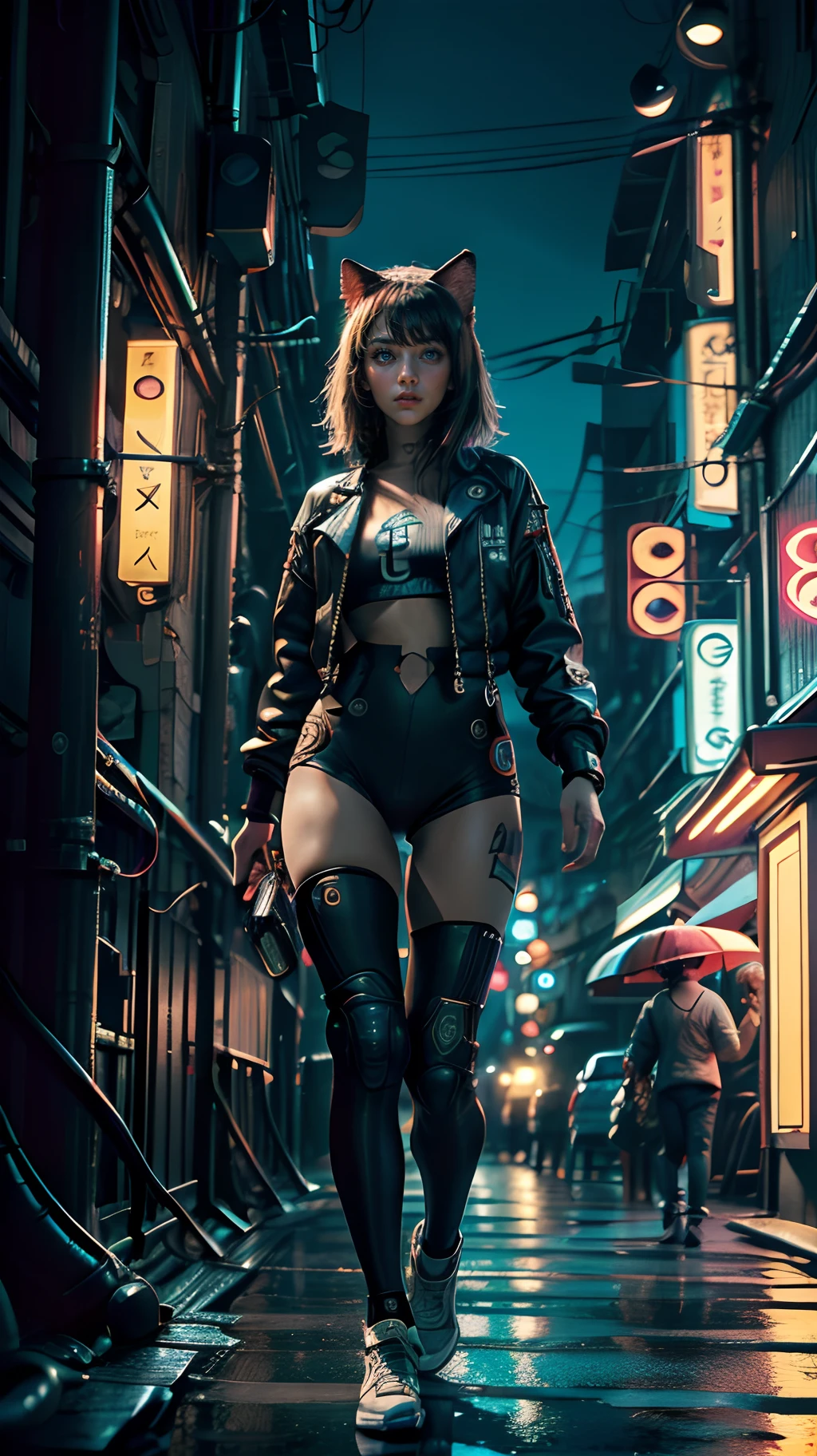 ((Chica cyberpunk vistiendo (colorful Harajuku technical jacket))), ((mechenical arms,Mechanical Legs)),((Warframe)), Liquid Metal Girl,(morado_ojos:1.3),eyes symmetrical,ojos grandes:1.5,Detalles ojos,(cintura estrecha,cadera ancha, Cuerpo detallado,(Cara detallada)),((Pelo salvaje y sin forma)),(senos grandes:1.4),
(Lindo,guarra,seductor,erotic,(NSFW)),
,((corte alto del muslo:1.5, muslos desnudos:1)),((Mechanic's thong:1.5)),((Luces LED:1.2)),((Machine-made joints: 1.4)), ((mechanical limbs:1.2)),((mechenical parts:1.4)),(mechanization:1.2, futuro),(Alambres y cables unidos a la cabeza y al cuerpo: 1.5),(Mostrar piel:1.3)
((ropa mojada,Traje intrincado,Ropa intrincada)),
(dynamic pose:1.4),Enfoque en solitario,(centrado,Escala para ajustarse a las dimensiones,Regla de los tercios),Cyberpunk city by the ocean at night, with bright neon signs and dark storm clouds and puddles, paisaje:1.25, ((cinematic lighting)).