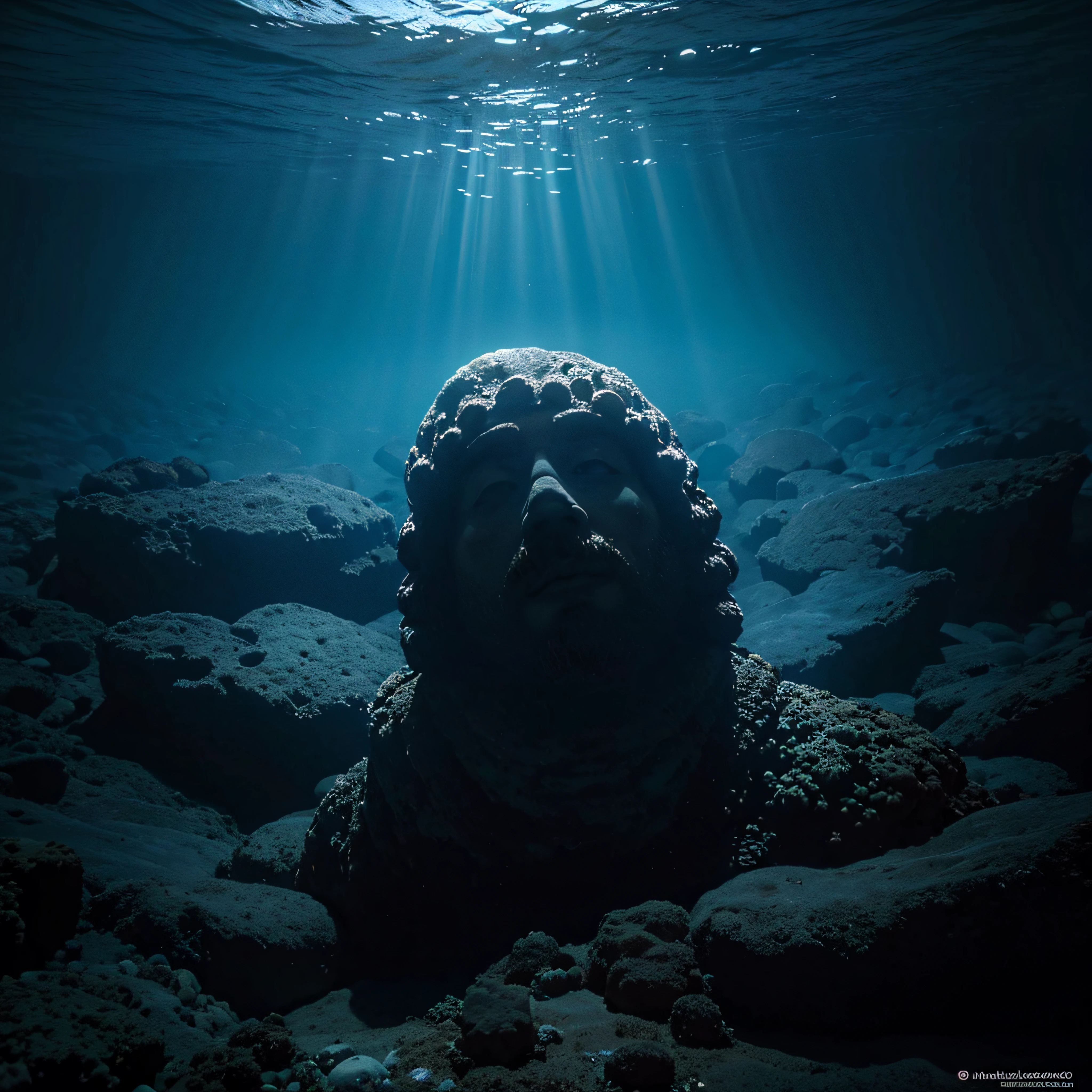 (extremadamente detallado, obra maestra, La mejor calidad, Under the Ocean), Estilo oscuro, volumetric illumination. textura de babosa, piel de caracol. manchas de tinta. Rococo composition.