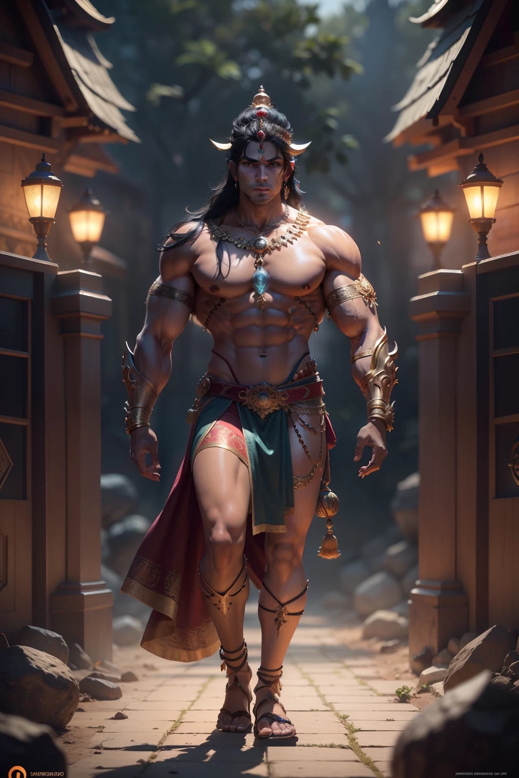 imagine com, warrior gaze, powerful hindu gods remake full concern, ultra detailed skin, full body muscular look, very high details, 8K, depth of field, behance photography, cinematic color grading, cinematic compositing, high contrast, 5D, style pixar, ultra sharp, global lights, retouch, 3D, --uplight ​