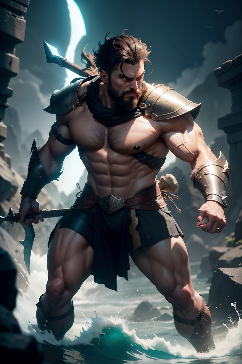 ​
warrior with A bow made of a herringbone withA fish-shaped sword a fish-shaped shield looking angry powerful Greek gods redo total concern, pele ultradetalhada, full-body muscular appearance, detalhes muito altos, 8K, profundidade de campo, fotografia behance , cinematic color grading, cinematic  composition, alto contraste, 5D, estilo pixar, ultra sharp, luzes globais, retoque, 3D, --uplight --v 4