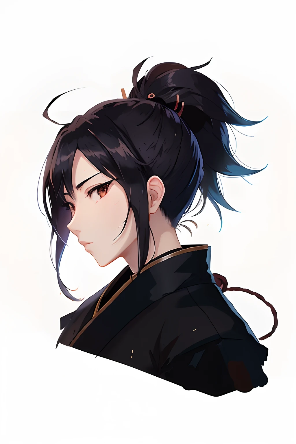 anime, black samurai, headshot, profile picture, gradient background