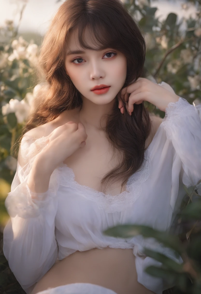 A quiet girl,Take the initiative to lie in bed,Stretch open your clothes with your hands and leak out two small and cute breasts,With his other hand, he opened his
