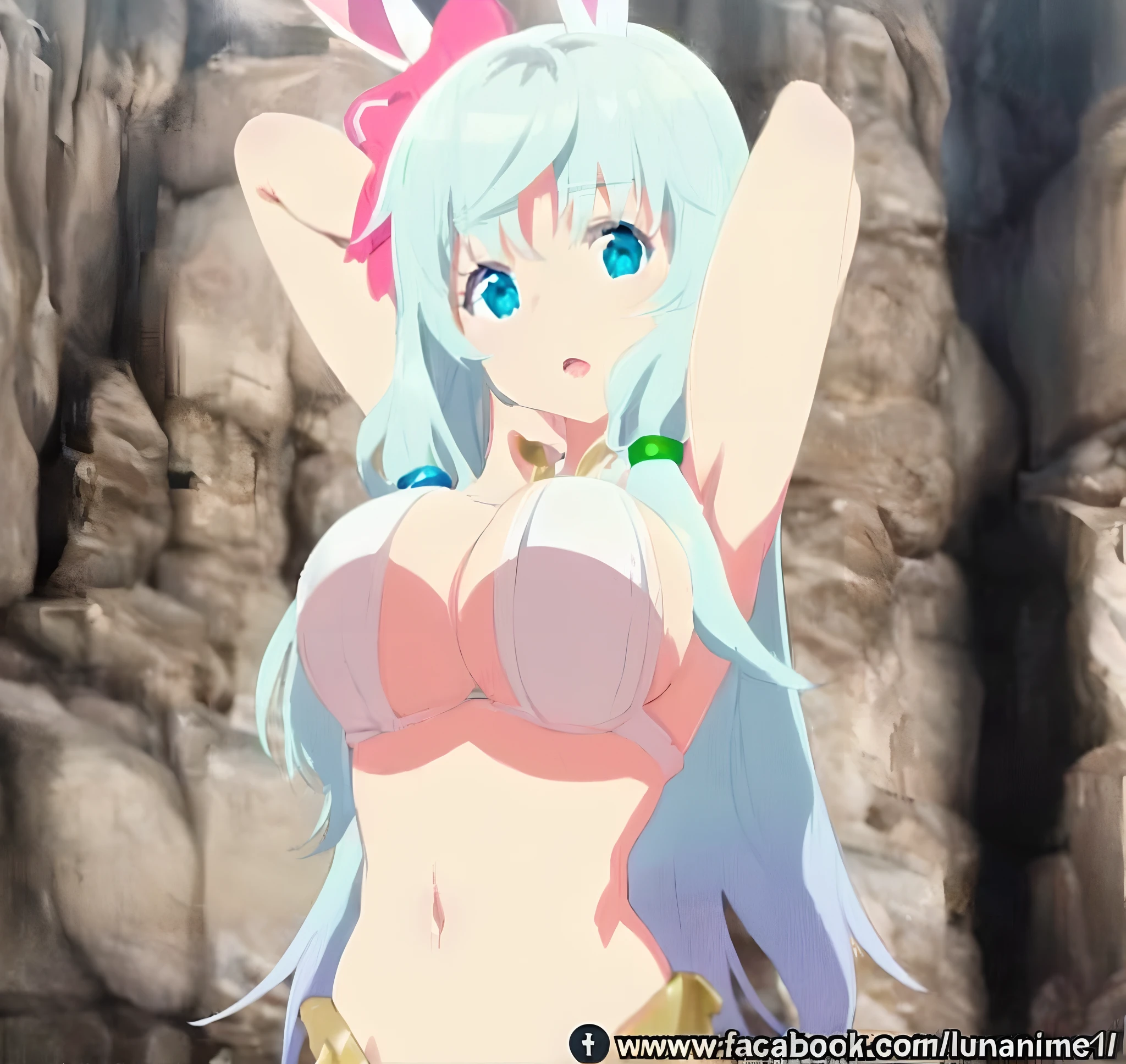anime girl in a bikini with a pink bow and blue eyes, shea haulia from arifureta, anime best girl, seductive anime girl, anime goddess, anime girl named lucy, anime! 4k, anime! 4 k, anime!!!!!!!!!!!!!!!, anime moe artstyle, arifureta anime style, anime character, (anime girl) huge breasts