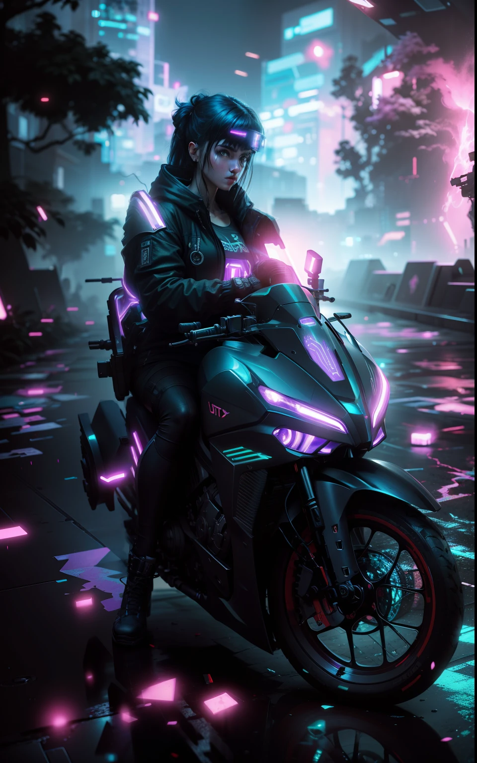 Change background cyberpunk, ultra realistic
