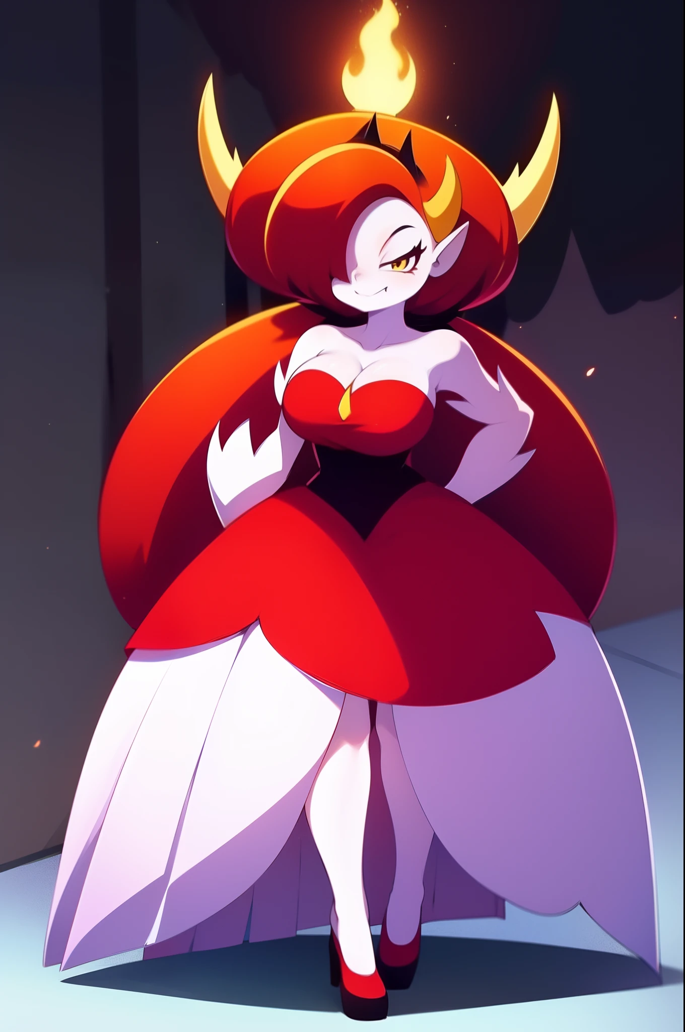 hekapoo, full body, dress,princess, smile