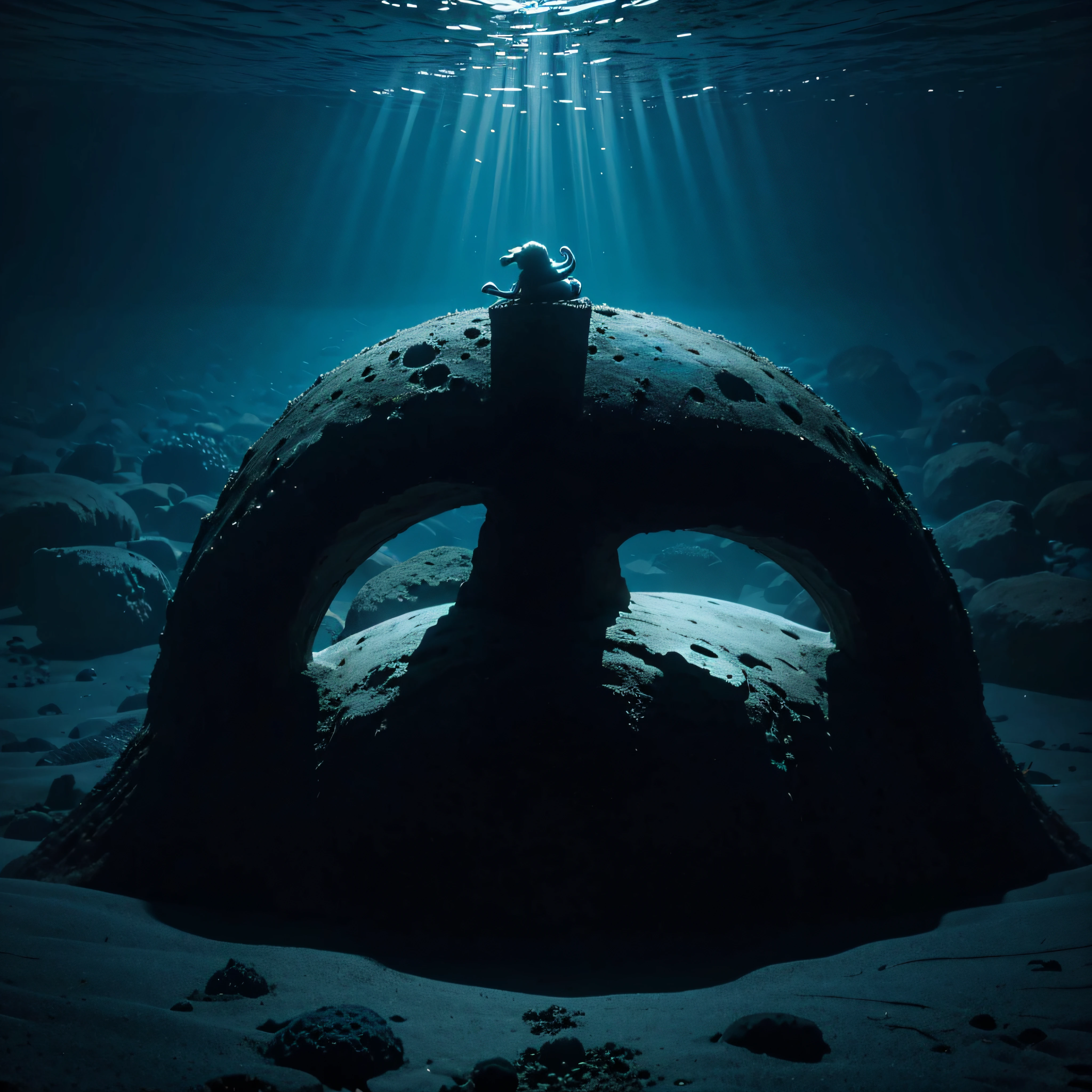 (extremadamente detallado, obra maestra, La mejor calidad, Under the Ocean), Estilo oscuro, volumetric illumination. textura de babosa, piel de caracol. manchas de tinta. Rococo composition.