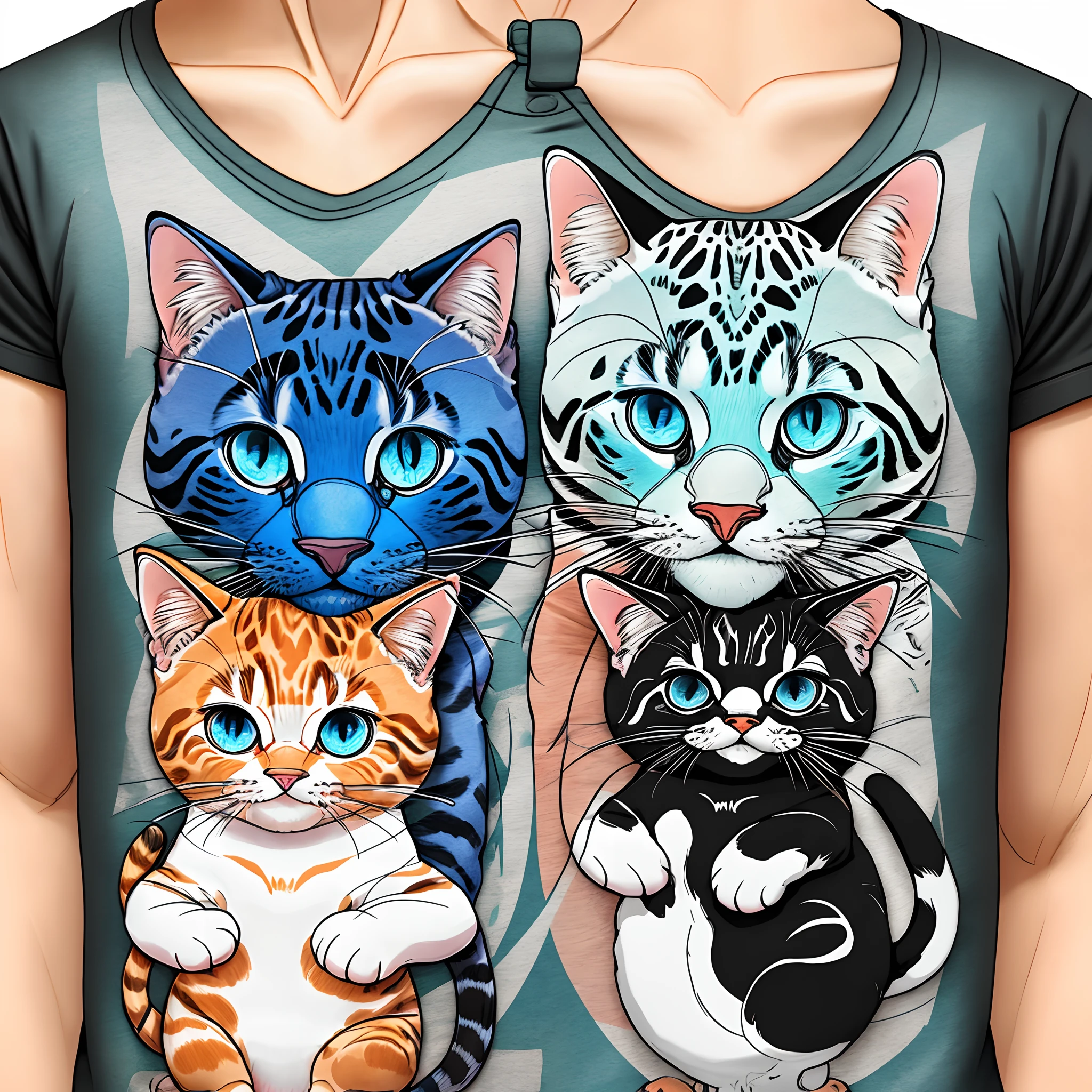 T-shirt com estampa de gatinhos minimalista