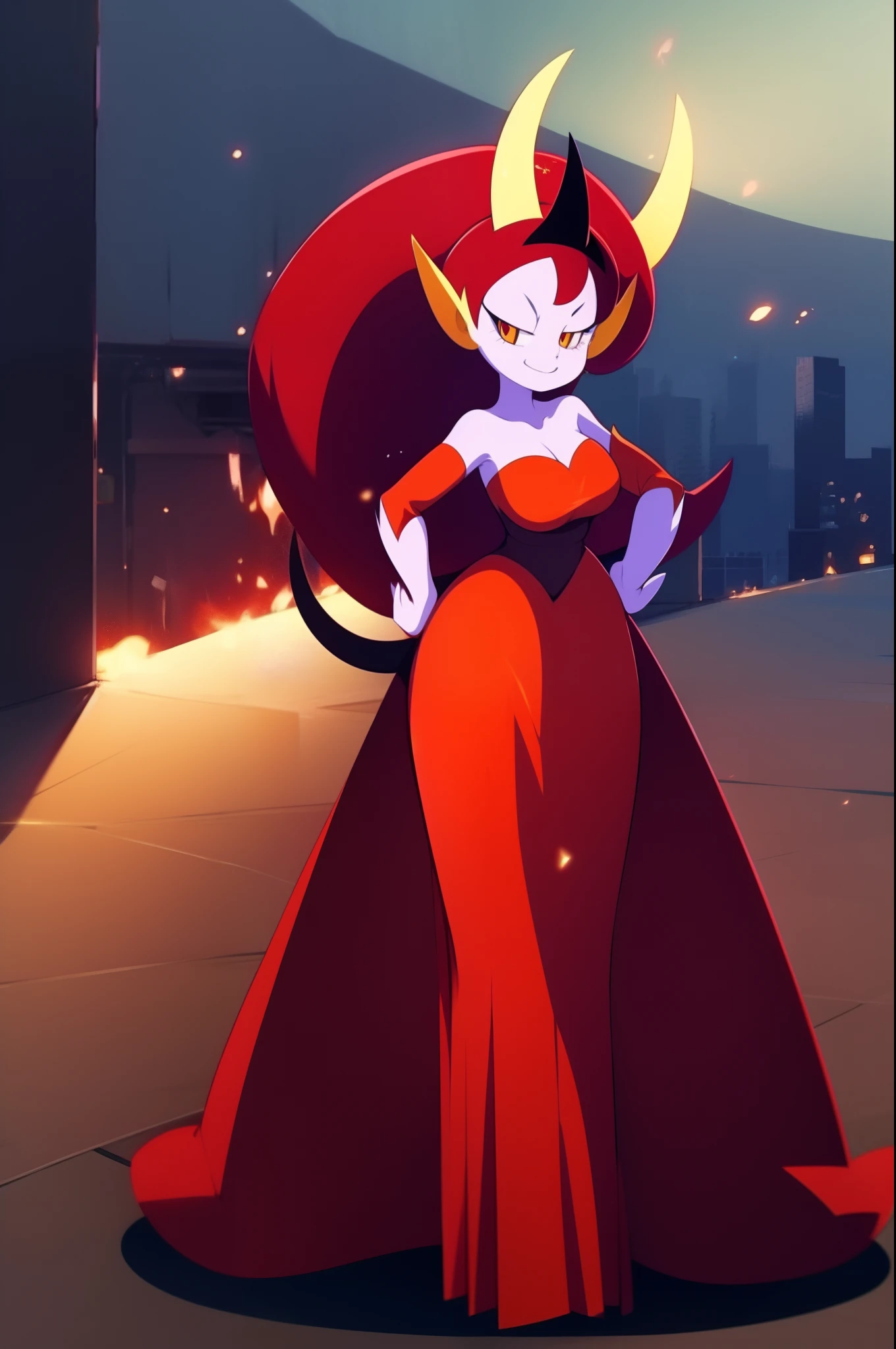 hekapoo, full body, dress,princess, smile