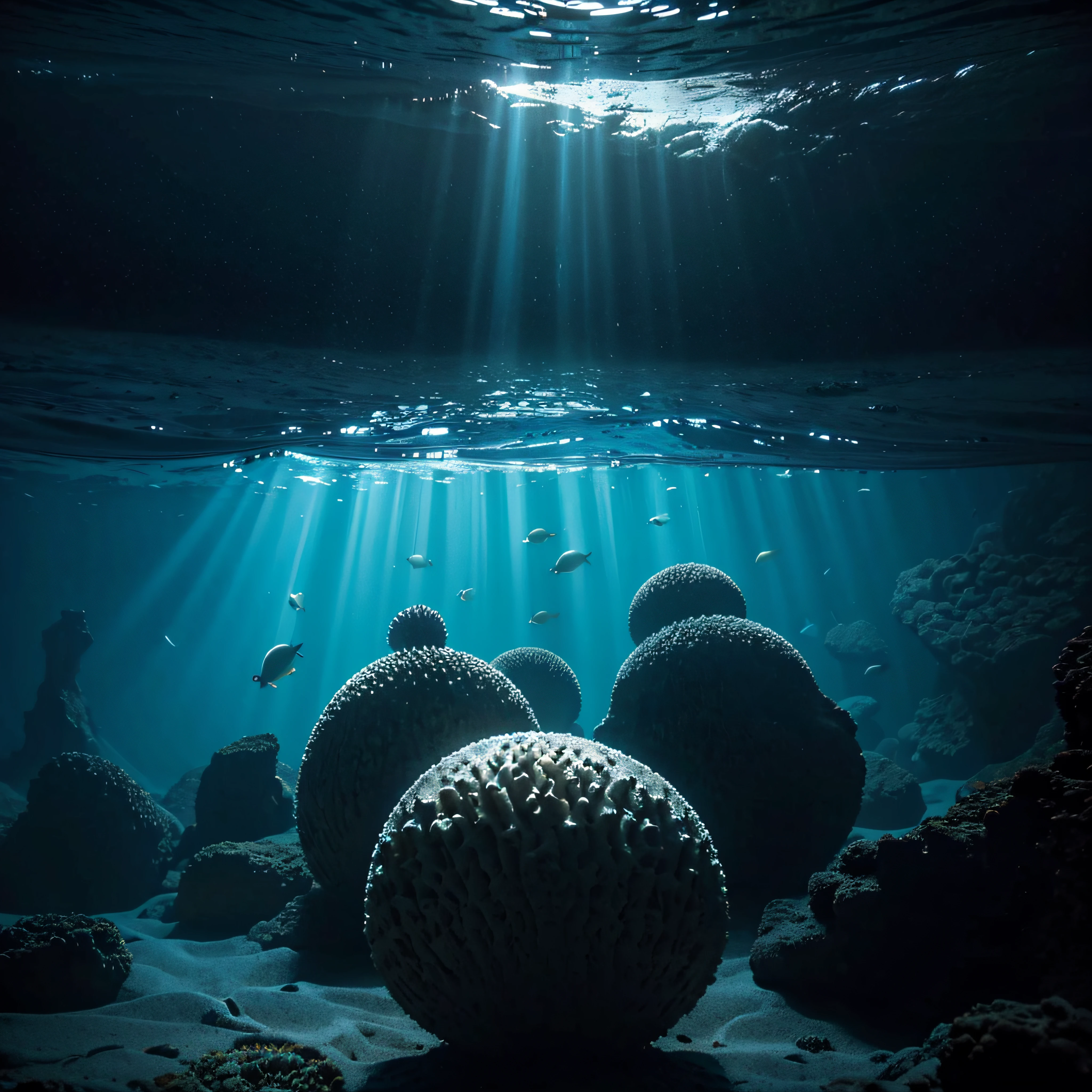 (extremadamente detallado, obra maestra, La mejor calidad, Under the Ocean), Estilo oscuro, volumetric illumination. textura de babosa, piel de caracol. manchas de tinta. Rococo composition.