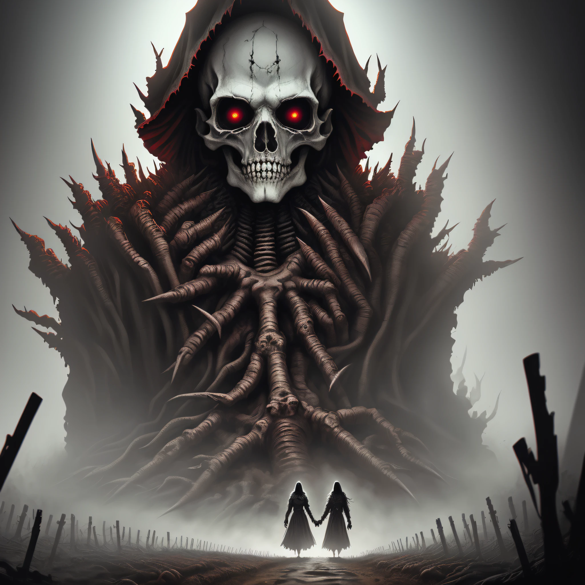 bone hand with big nails coming out of the grave, stylish horror art, detailed 4k horror art, in dan mumford art style, in dan mumford art style, psytrance art, horror art, digital horror art, dan mumford . concept art, horror art, inspired by Dan Mumford, horror illustration, horror fantasy art