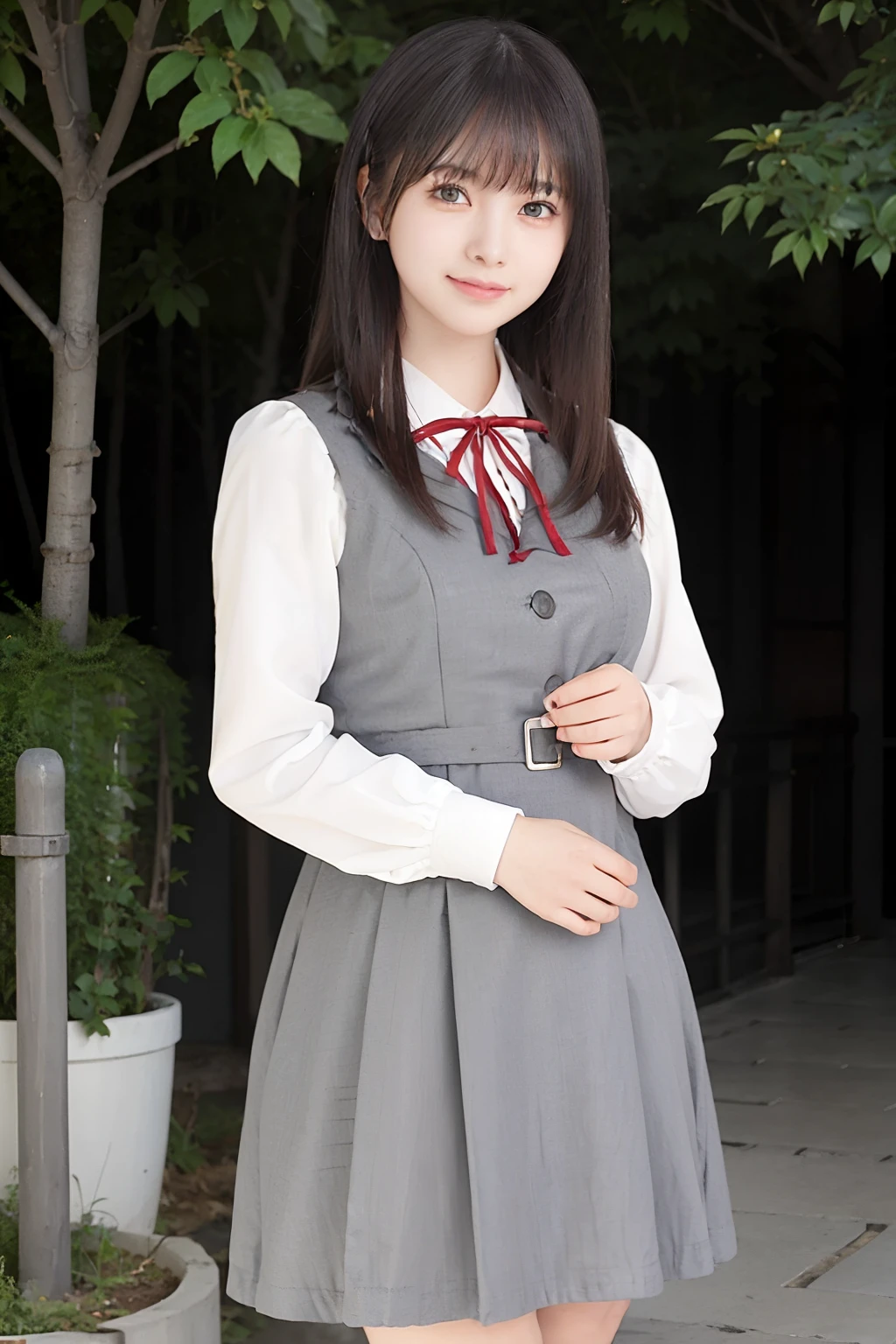 masutepiece, Best Quality, 1girl in, nogizaka_The costume, Cowboy Shot, thighs thighs thighs thighs, Beautiful Girl, Flowers, a large number of small petals, garden, Blue sky, Looking at Viewer, Small waist, Official art, Raw photo, unbelievable Ridiculous, face lights, Dynamic lighting, Cinematic lighting, A hyper-realistic, hight resolution, Photography, Sharp Focus, highest details, ighly detailed, ultra-detailliert, finely detail, extremely detailed eye and face