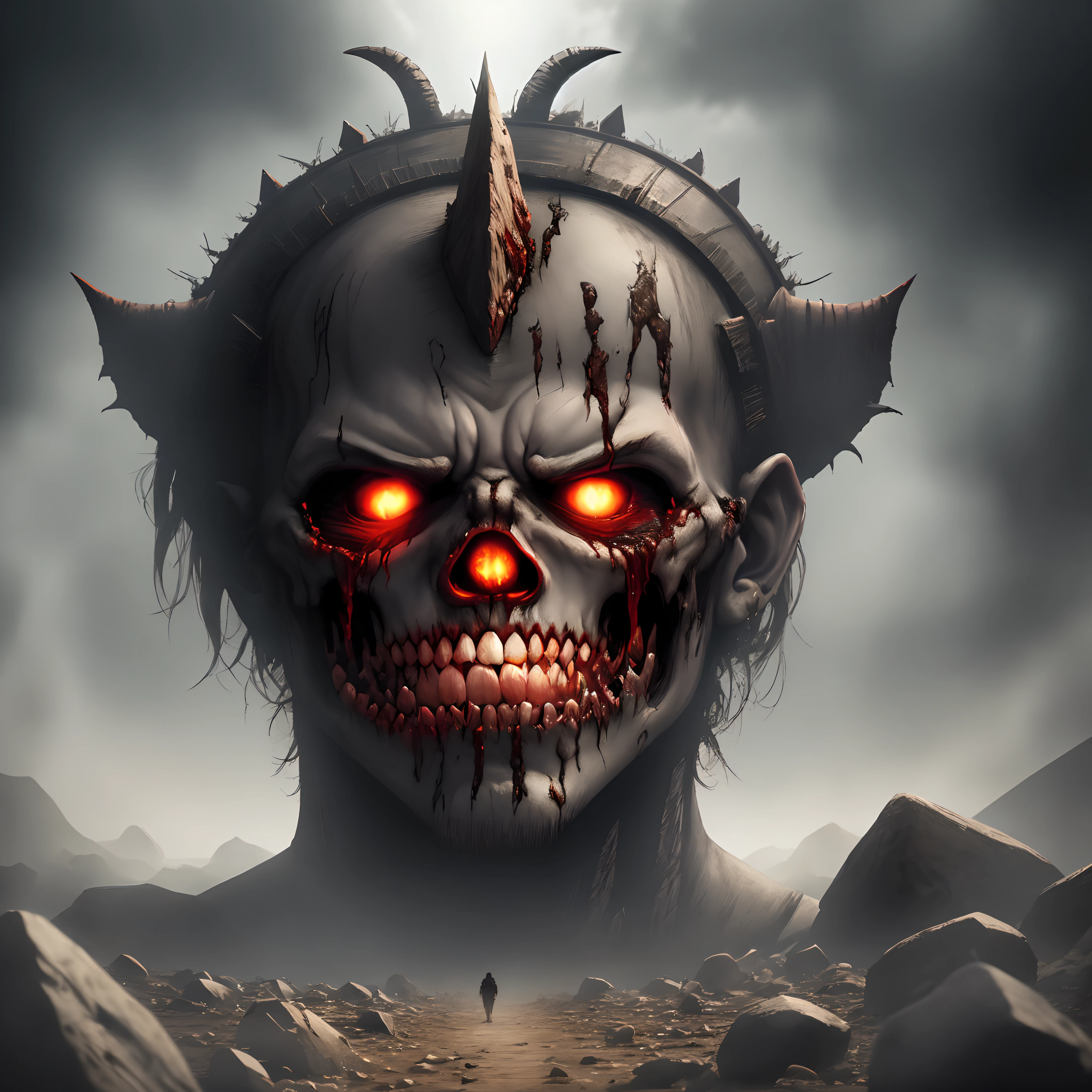 Generate the end of the world,the apocalypse with demons killing people piercing humans, eating up souls,with lost souls wandering around