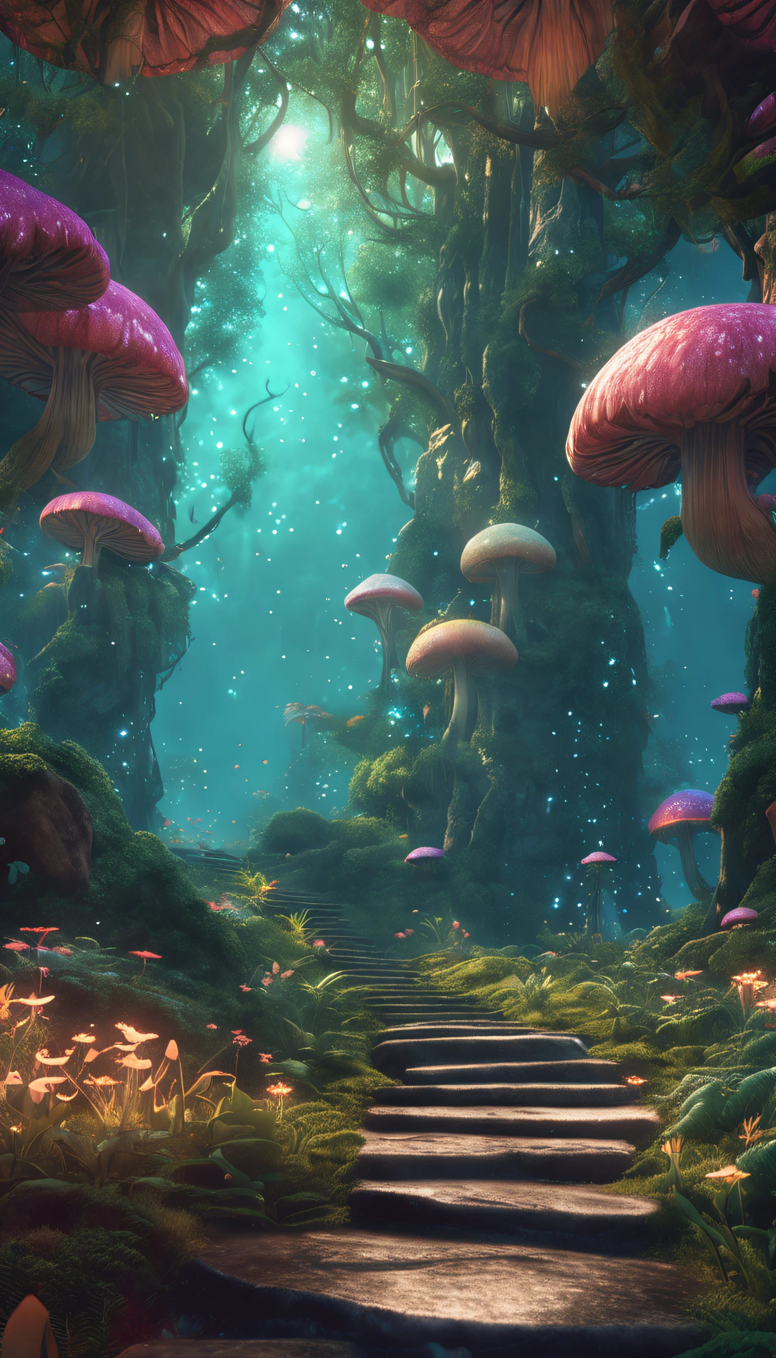 masterpiece, best quality, high quality,extremely detailed CG unity 8k wallpaper, An enchanting and dreamy scene of a fantasy forest, with towering trees, glowing mushrooms, and hidden fairy glens, creating a sense of mystique and enchantment, artstation, digital illustration, intricate, trending, pastel colors, oil paiting, award winning photography, Bokeh, Depth of Field, HDR, bloom, Chromatic Aberration ,Photorealistic,extremely detailed, trending on artstation, trending on CGsociety, Intricate, High Detail, dramatic, art by midjourney