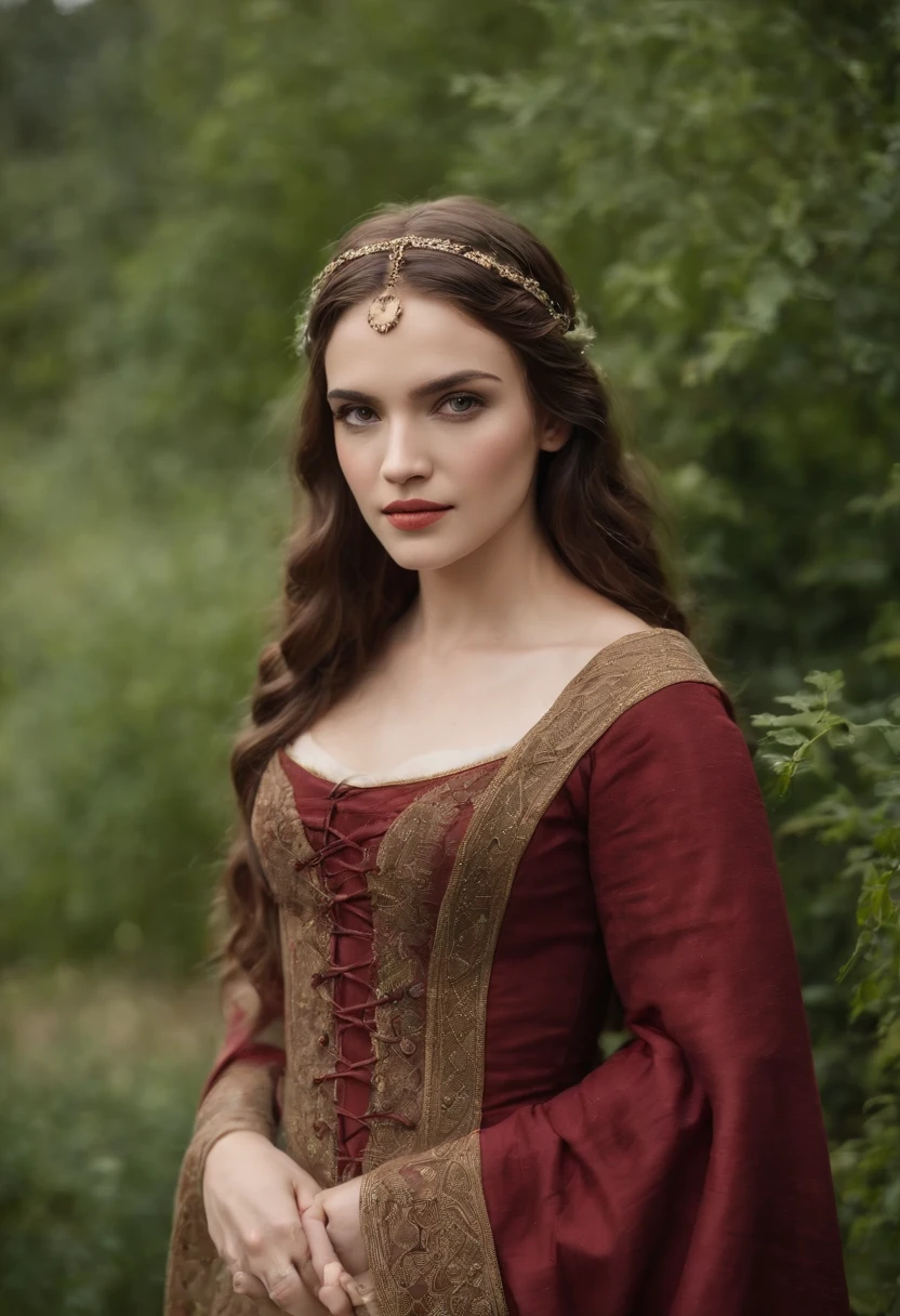 (((uma ferida avermelhada profunda atravessa sua bochecha esquerda))) tez justa, mulher em torno de 19 anos, cabelos brancos naturais, olhos verdes distintos, vestindo kohl, slender and graceful, Beautiful, luz de velas em um ambiente medieval, Ultra sharp focus, tiro realista, roupas femininas medievais, cores tetradicas, OLHANDO PARA UM RELOGIO, com cara de surpresa