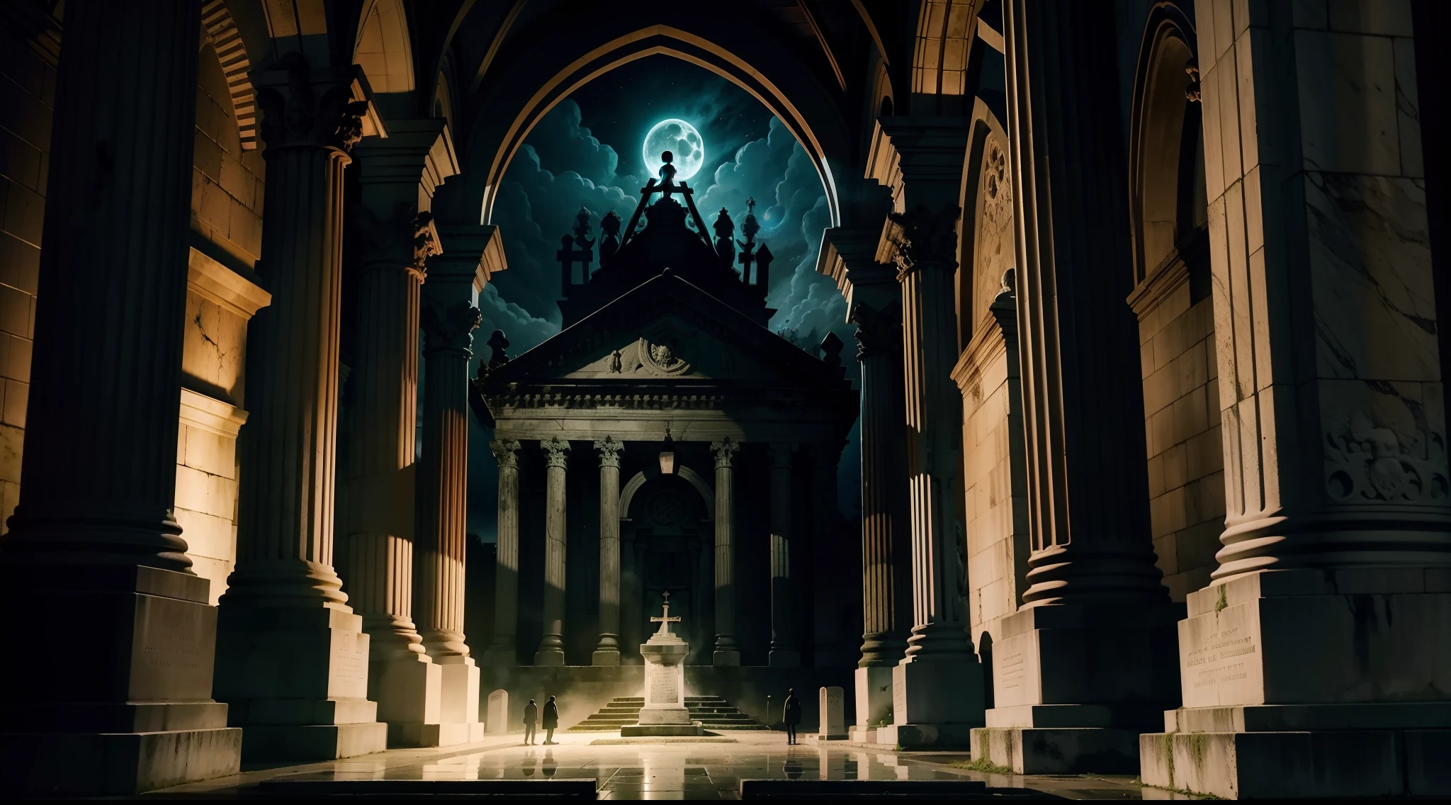 FANTASMAS EM UM CEMITERIO, NOITE DE TROVOADAS , MUITOS RAIOS , NOITE, CATEDRAL