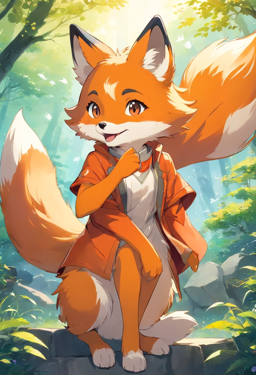 In the realms of a vibrant and whimsical anime world, behold the enchanting sight of a fox, reminiscent of the adorable characters that grace animated landscapes. With wide, expressive eyes, gleaming with a mischievous glint, the fox gazes directly at the viewer, capturing their heart in an instant.
This anime fox possesses a delightful blend of anthropomorphic features and soft, furry aesthetics. The outline of its face mirrors that of a human, adding a touch of endearing charm. Its cheeks are adorned with a rosy hue, lending a gentle warmth to its overall appearance.
The anime-style rendering of this fox portrays an exquisite attention to detail. Each fine, delicate line brings forth a sense of liveliness and character, inviting the viewer to delve into this captivating world. The vibrant colors used to depict its lush fur range from a vibrant orange hue that fades into creamy white at the tip of its fluffy tail.
The joy in this fox's expression is infectious, as a subtle smile dances upon its lips. It beckons a sense of playfulness and curiosity, enticing the viewer to explore the depths of its whimsical world.
This splendid artwork gracefully blends the charm and innocence of anime-style illustrations with the captivating nature of foxes. It captures the essence of adorability in an exhilarating burst of color and animated spirit, transporting the viewer into a realm where fantasy and reality converge in a harmonious dance