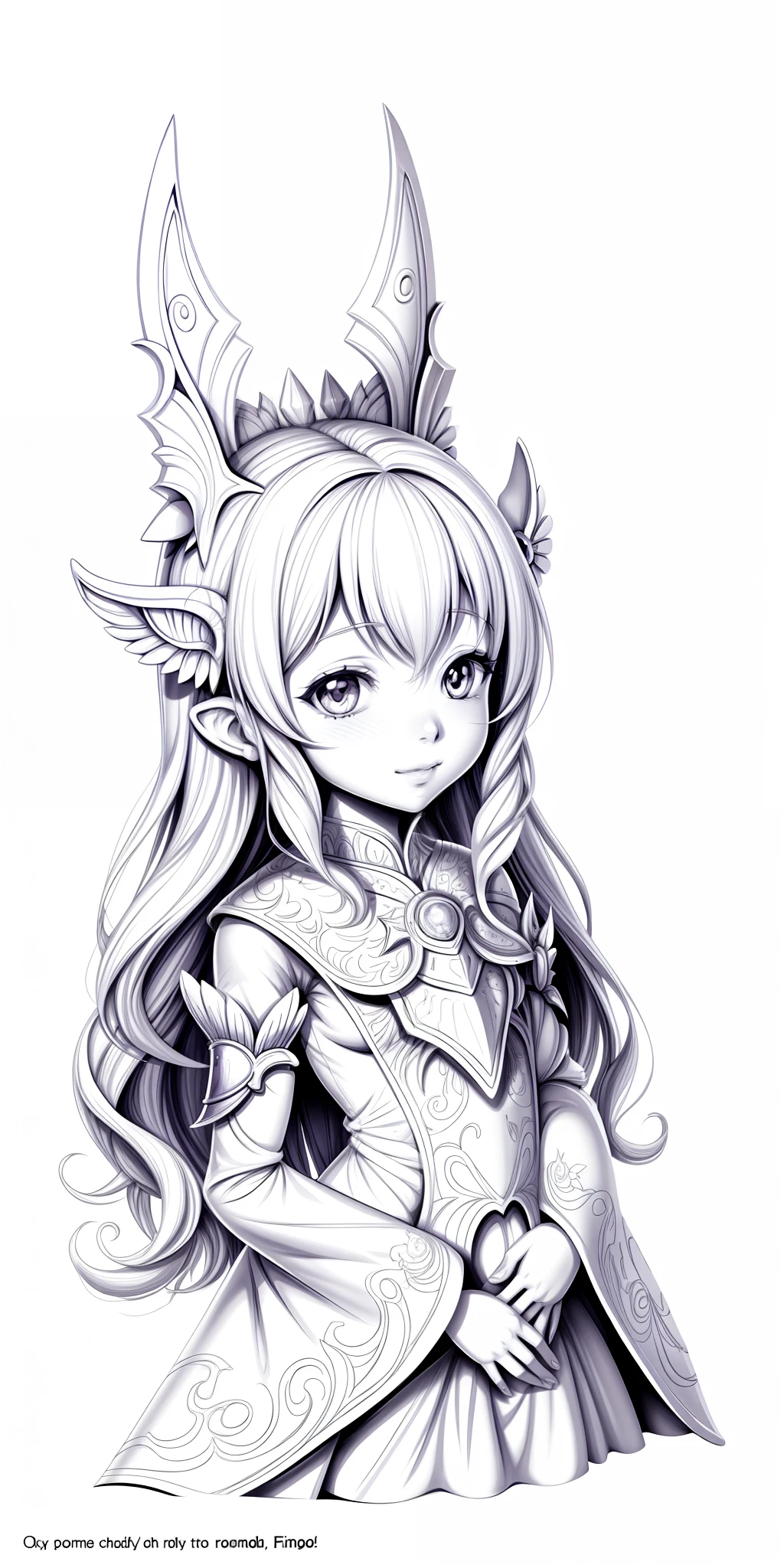 Coloring book page, Fantasy, For children, Clean lines, White background