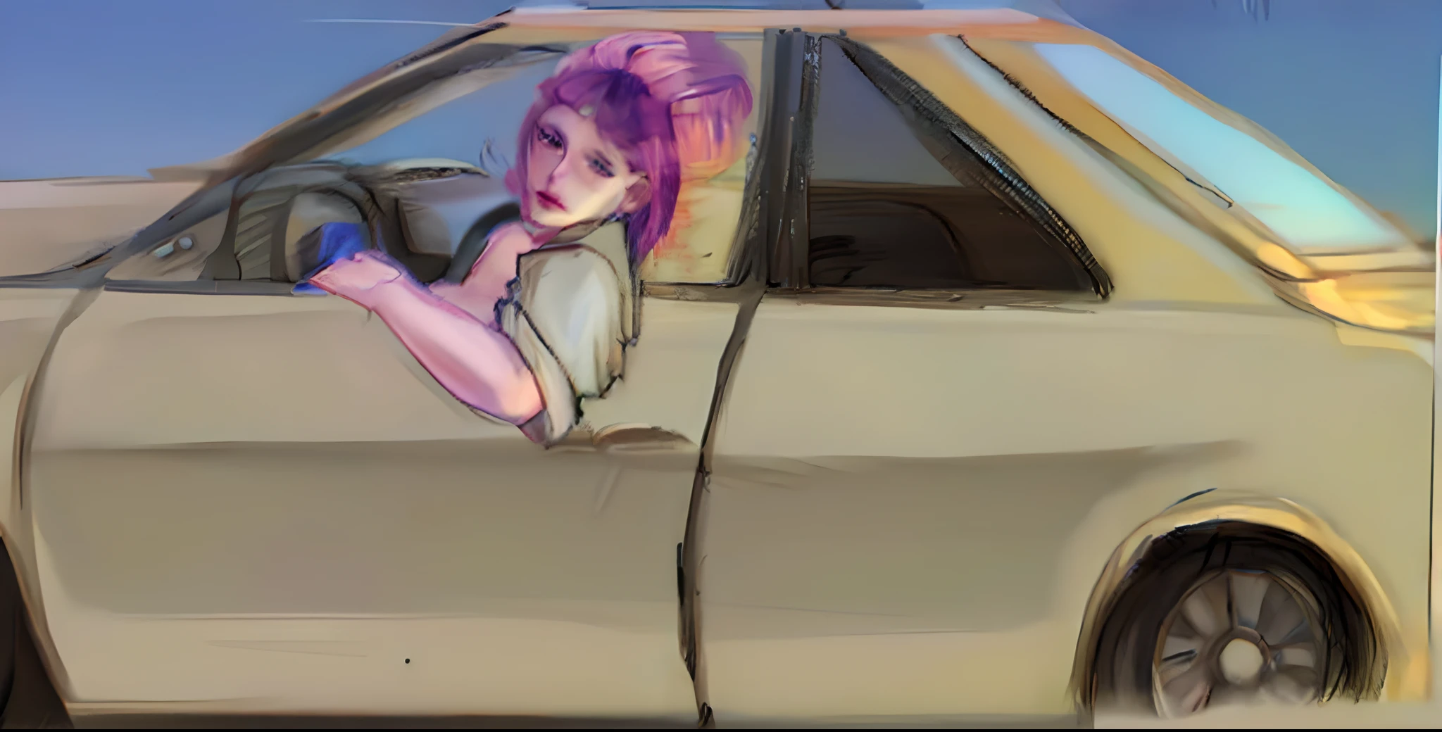 Drawing of a man in a car with a dog in the passenger seat, animation still, Storyboard, rough sketch, animation movie still, hand drawn animation, sketch of a lucid dream, animatic, Storyboarding, hand - drawn animation, animado ainda, comic drawing, desenho de cima para baixo, arte conceitual do menino solteiro, loose pencil sketch, a sketch, manga-style
