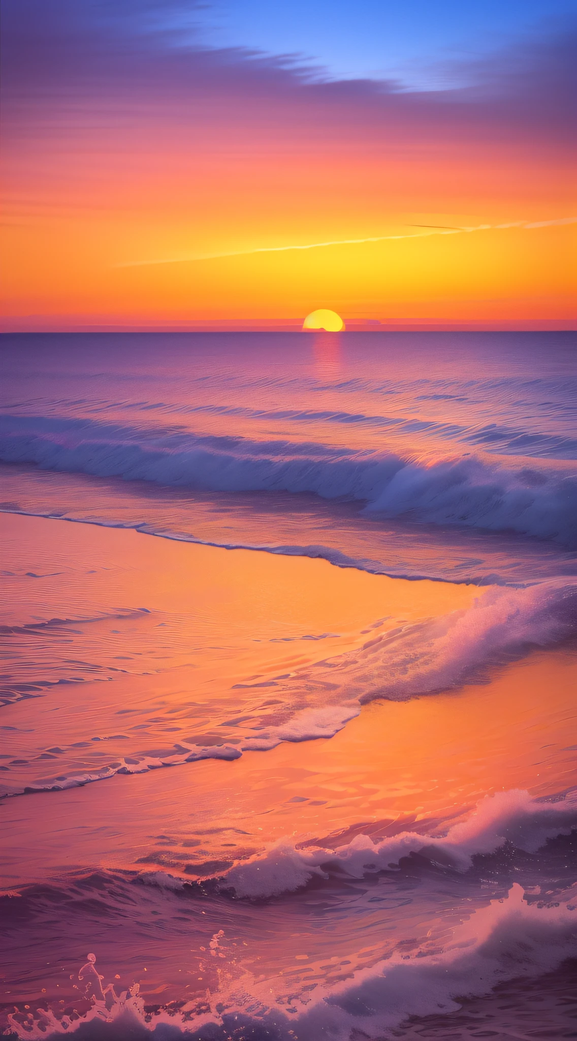 sunset at the beach，Waves and marina in the distance, which shows a beach at sunset, Colorful sunset, sunset at the beach, sunrise colors, sunset at the beach, nice sunset, beach sunset background, beautiful sunrise, author：Alexander Kucharisky, sunsetting color, Beautiful sunset, Beautiful ocean, breath taking beauty, breathtaking colors, Sunset colors