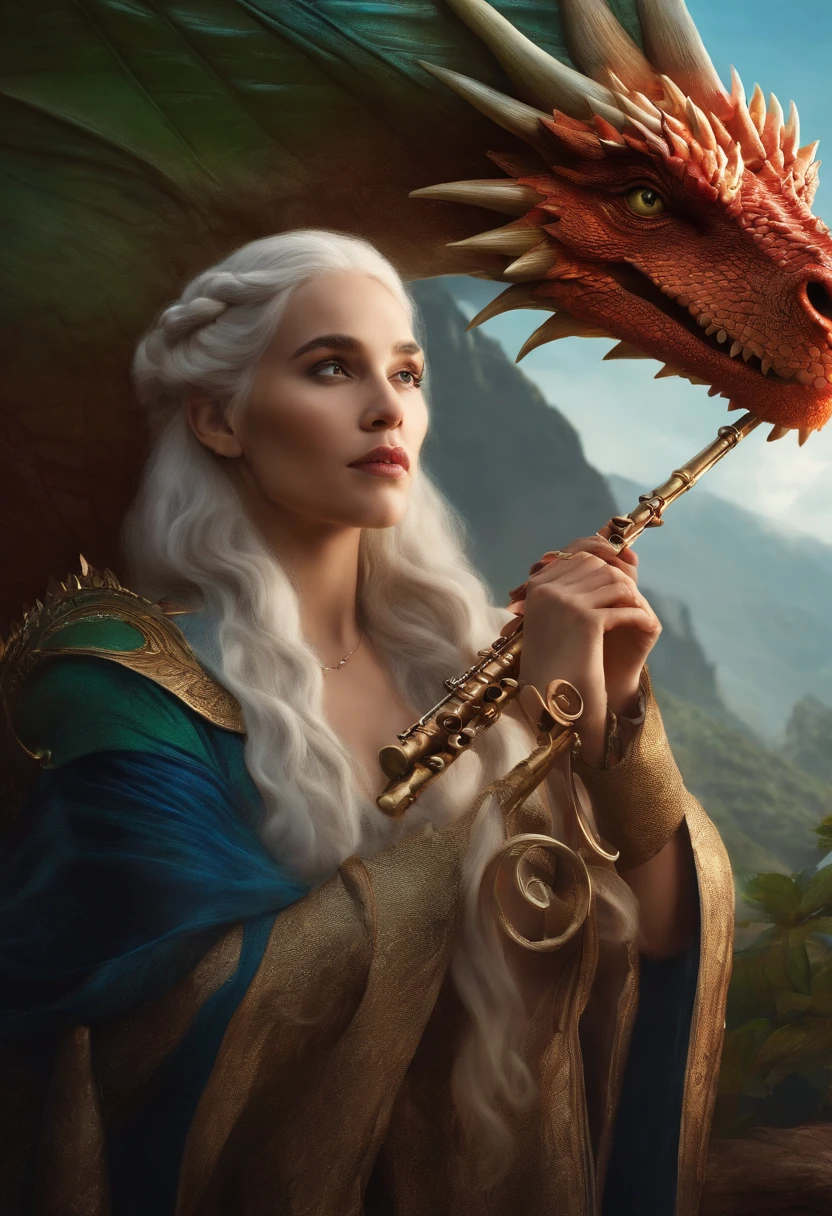 Mother of dragons playing a flute