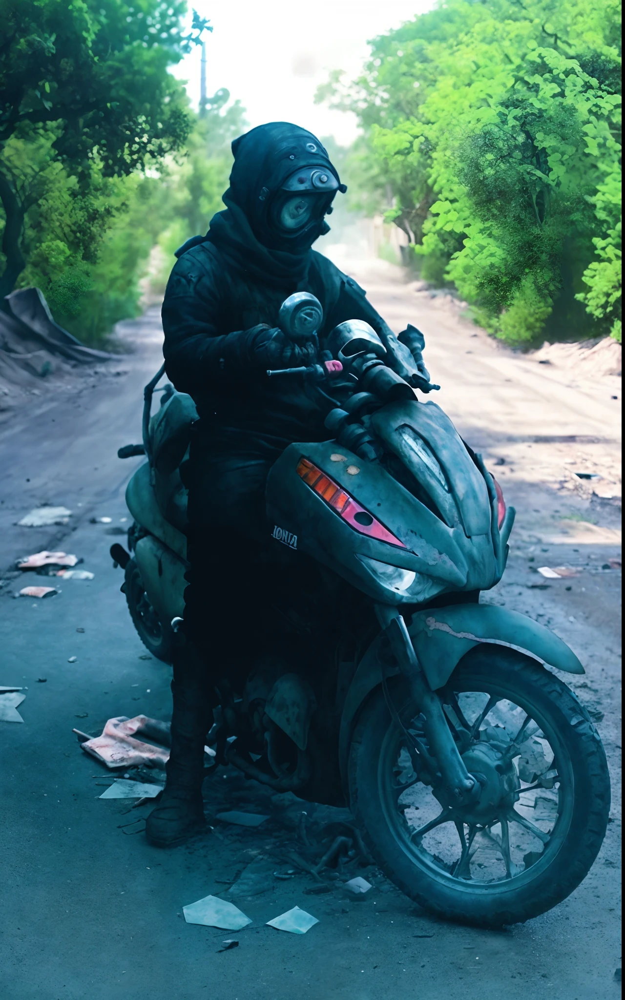 change background to post apocalyptic, honda click