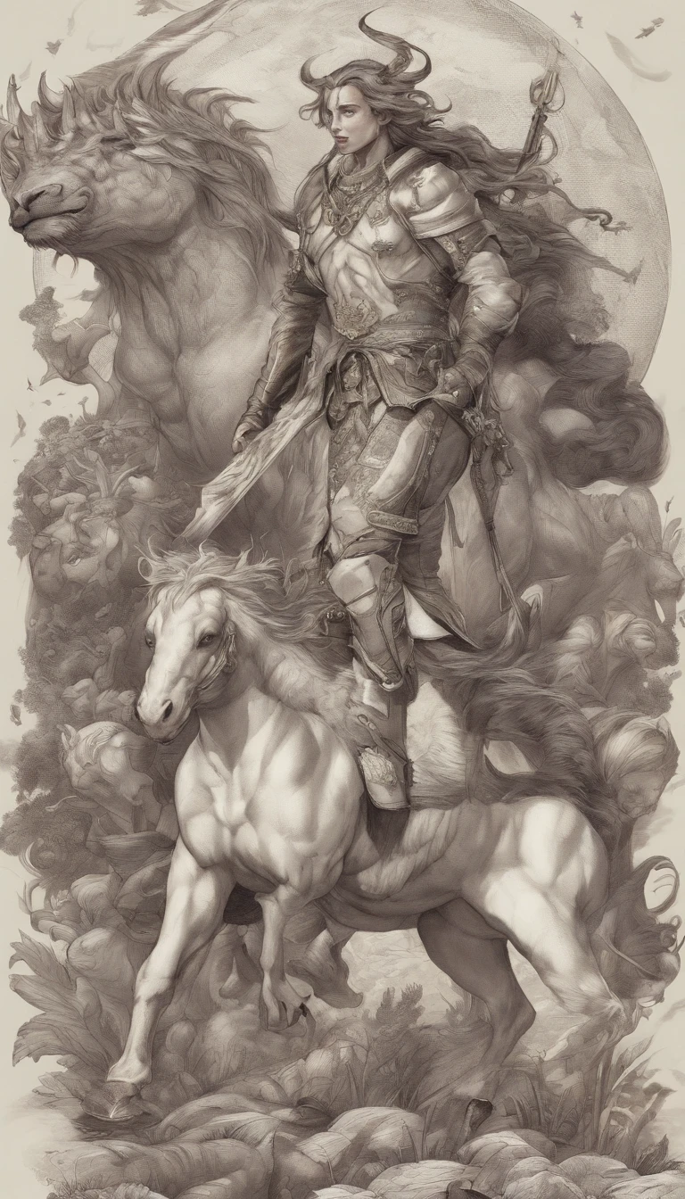 In the beautiful illustration of this super-grand scene，The ultra-long-range lens is shown（Over eight unique centaur characters：9.9），They all have their own characteristics，Vivid and interesting。Radiant angelic centaurs from the heavenly realm，To the hellish centaurs surrounded by nightmarish flames，And then to the Wind Fairy Centaur dancing in the air，There are also one-horned centaurs surrounded by thunder and lightning，and mechanical centaurs that shine with metallic light，And then to the powerful dragon centaur with colored dragon scales covering the whole body，The elegant and agile elf centaur always wears a flower crown with its slender graceful lines，Enchanting and charming Tiflin centaurs。Each character has their own unique charms and abilities。The illustration uses advanced artistic techniques and tools，（Divide the scene into sections by geometric arrangement：9.9），Each section corresponds to a centaur character，This makes more efficient use of space。Through Midjourney's advanced brush tools、Color palette、Material packs and model packs，For each centaur, beautiful props are designed to increase racial characteristics、Clothing and physical features，Enhances the character's personality and visual appeal。The scenery in the illustrations is stunning，There are changing skies、rainbowing、extreme light、Stars and Moon。Incorporating iconic landmarks such as Mount Everest，and fireworks、tranquil lake、Natural and urban elements of waves and neon lights，Creates a magical atmosphere。The centaurs display their unique abilities and equipment in a variety of environments，This is true even in extreme alien landscapes。（Use Midjourney's tools、Material packs、Texture tools、The color palette makes depicting details vivid and realistic：9.9），From complex hairstyles and as well as different racial traits、Body、Appearance features、Clothing to real textures，This greatly enhances the realism of the characters and surroundings。The fusion of multiple art styles adds movement to the centaur's movement at all angles，The overall visual experience is further enriched。The final illustration was described as a "masterpiece"，It has the characteristics of "best quality" and "realistic"，The details put into the creative process are shown、Level of creativity and craftsmanship。 hdr，（真实感，Masterpiece quality，best qualtiy），