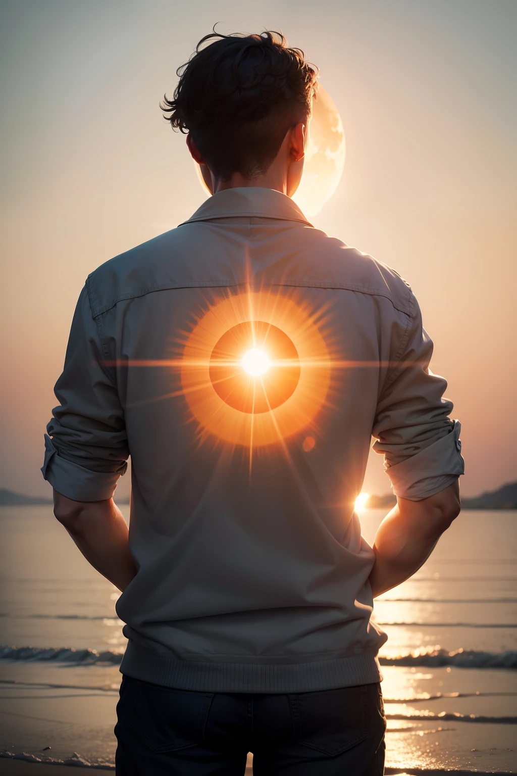 Man back staring at the sun
