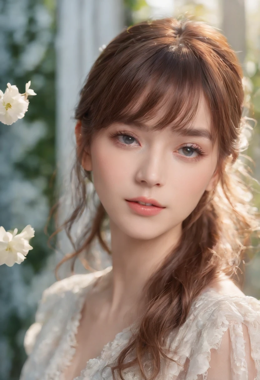 (masterpiece), (best quality), (ultra detailed),(disheveled hair),(illustration), (1girl), (Fashionable clothing), standing, Fashion model, looking at viewer, (interview), (simple background),beautiful detailed eyes, delicate beautiful face, Floating,(high saturation),(colorful splashes),colorful bubble,(shining), focus on face, ponytail, kamisato ayaka, light blue hair, bangs, hair ring, floating flowers, floating hairs, (shining), best lighting, best shadow,