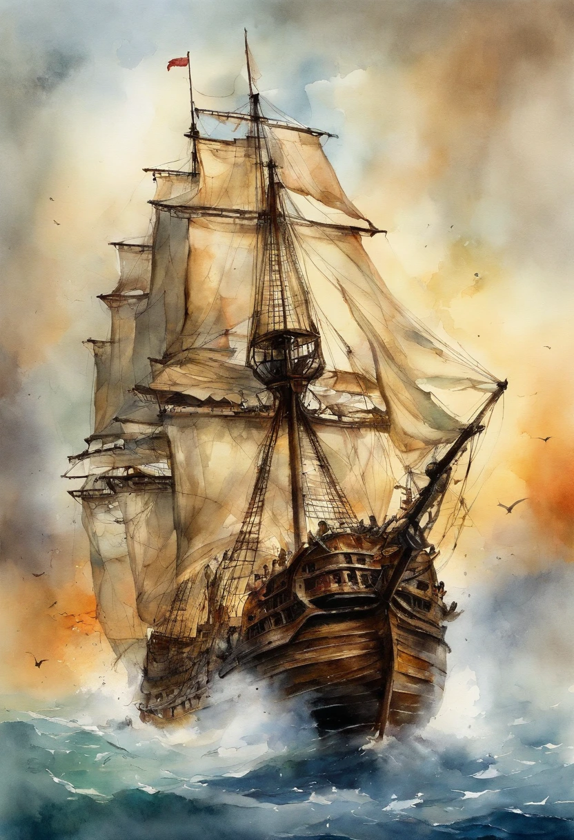 pirate ship attacking a vessel