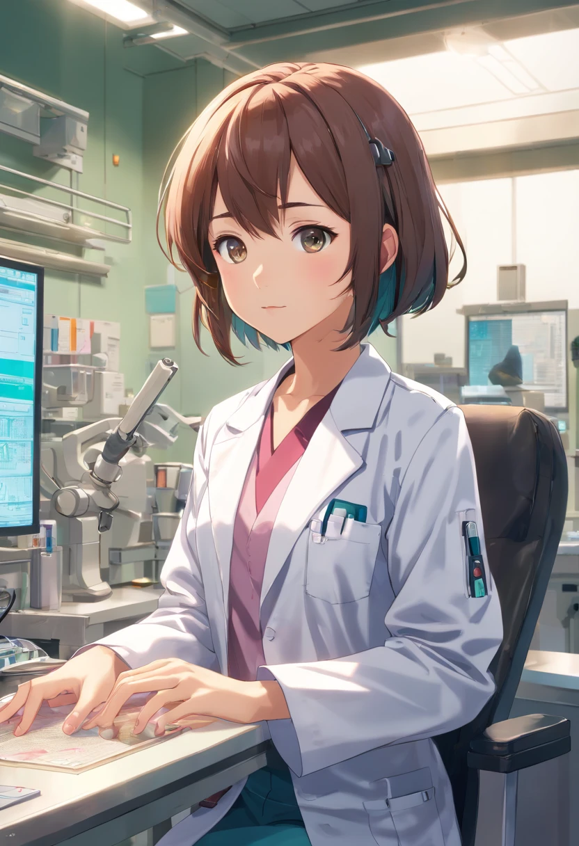 (8K、top-quality、masterpiece:1.2)、(reallistic、Photorealsitic:1.37)、The ultra-detailliert、superrealism、tre anatomically correct、Female doctor working with female robot、Mechanical fuselage、hospitals、Operating table、surgery、Female doctor in white coat、Bloods、heart mark、viscera