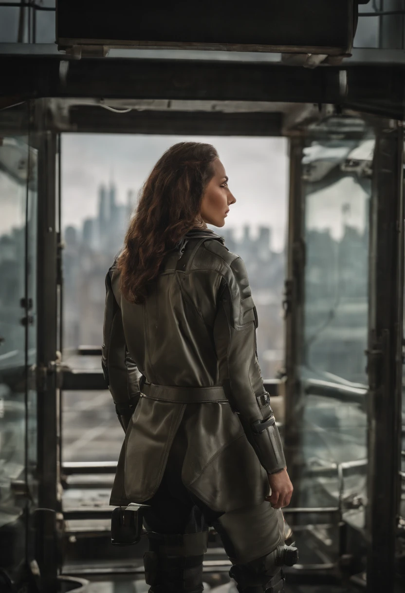(8K、top-quality、​masterpiece:1.2)、(reallistic、Photorealsitic:1.37)、The ultra-detailliert、superrealism、Anatomically correct woman、Female robot、Mechanical fuselage、Cable Tubing、wiring、mechs、cyberpunked、Lots of skyscrapers、City of the Future、maglev、Beautifully cropped backgrounds