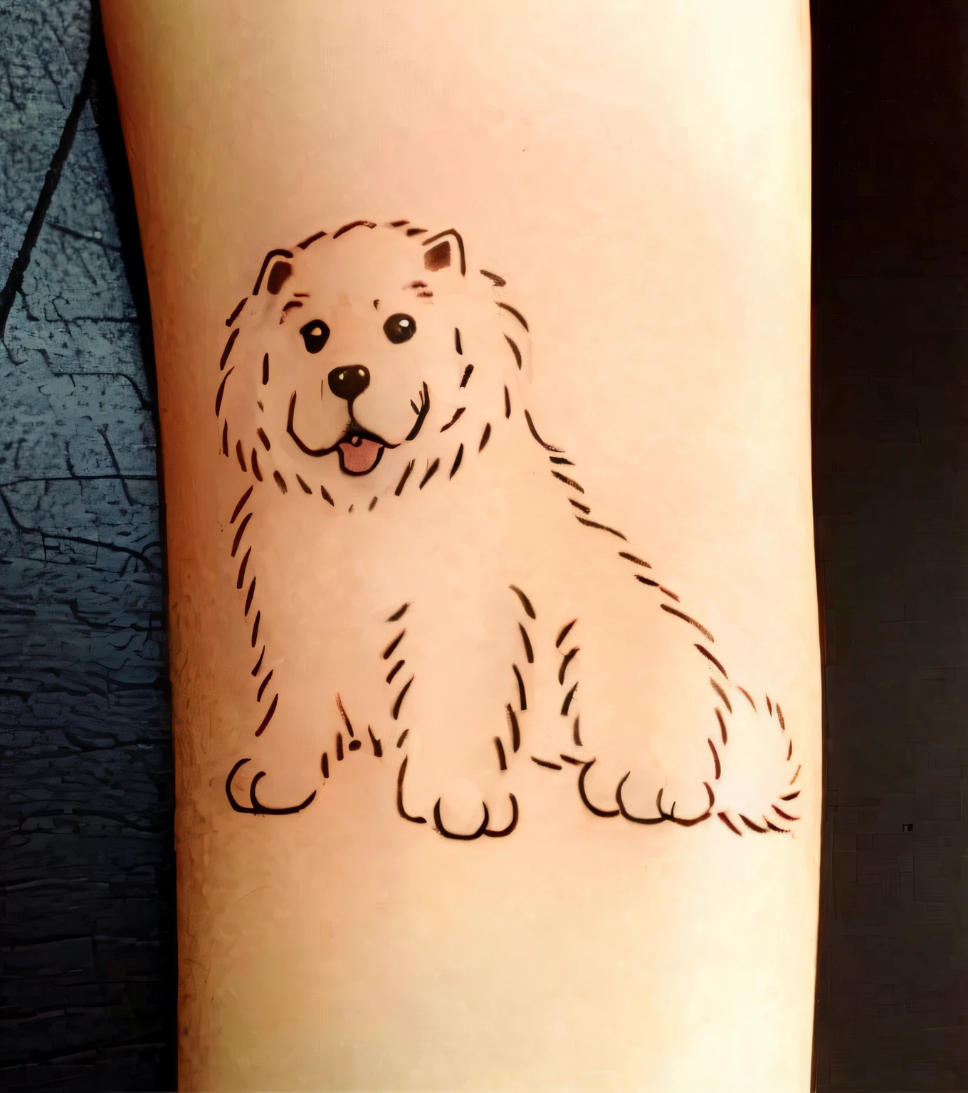a closeup of a dog on a person's wrist with a tattoo of a dog, temporary tattoo, Samoied Dog, japanese dog, uma tatuagem, Tatuagem, Dog cute, Directed by: Ayako Rokkaku, Directed by: Tom Wänerstrand, Directed by: Samu Börtsök, tatuagem, Directed by: Shiba Kōkan, tato